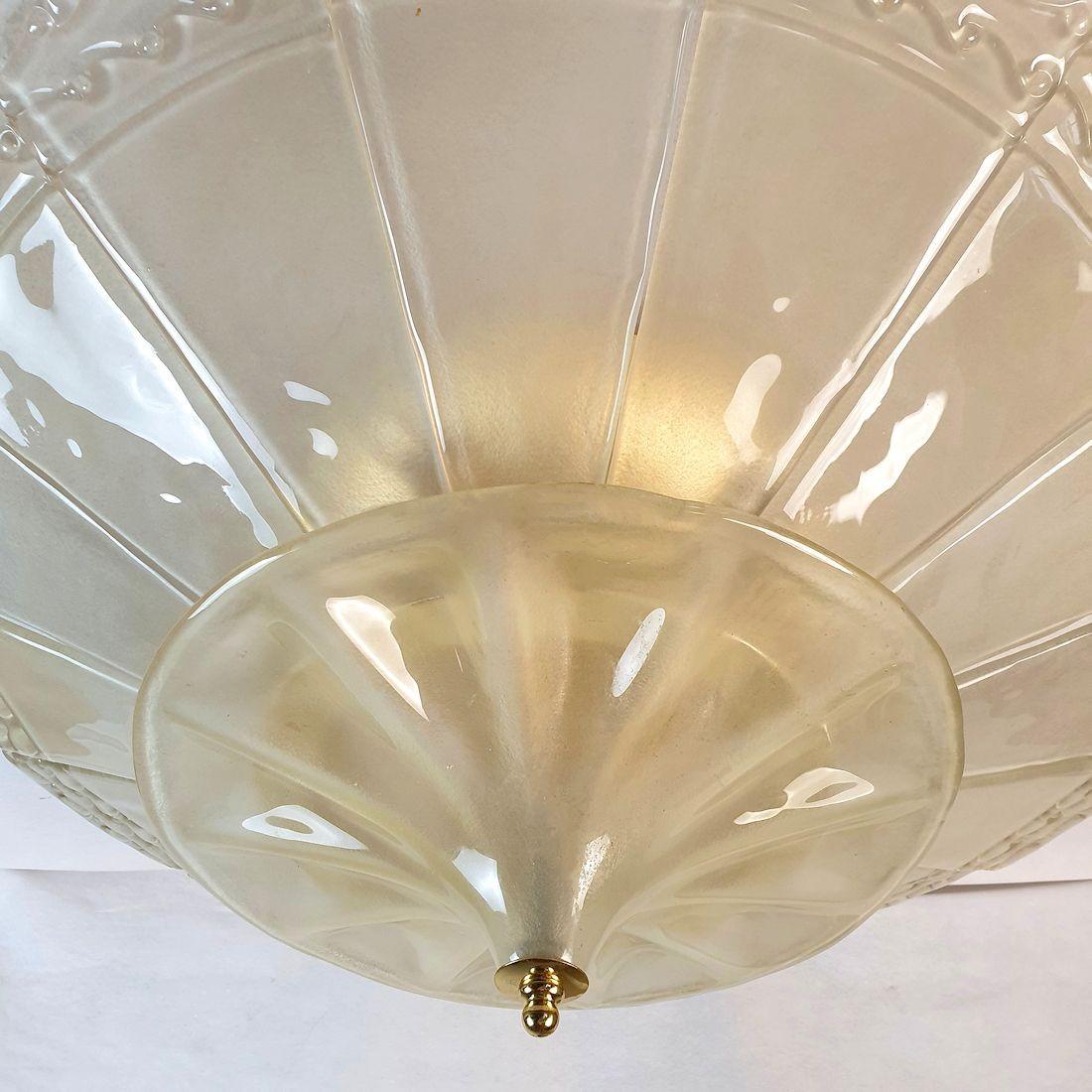 Gold Plate Murano Glass Mid-Century Flush Mount For Sale