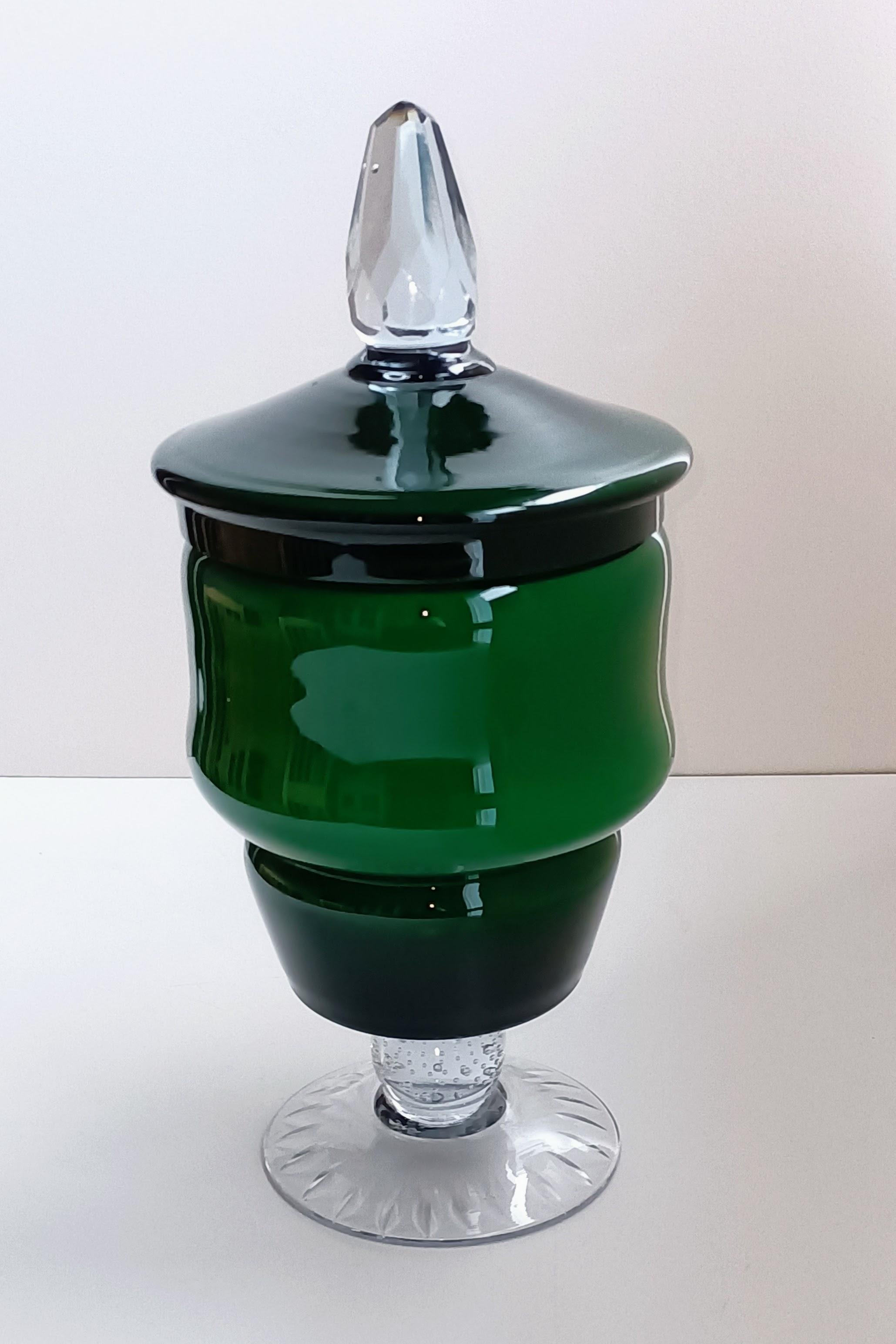 Murano Glas Mid Century Modern Smaragdgrüner Bombon Jar, Italien, ca. 1950er Jahre im Zustand „Gut“ in Valencia, VC