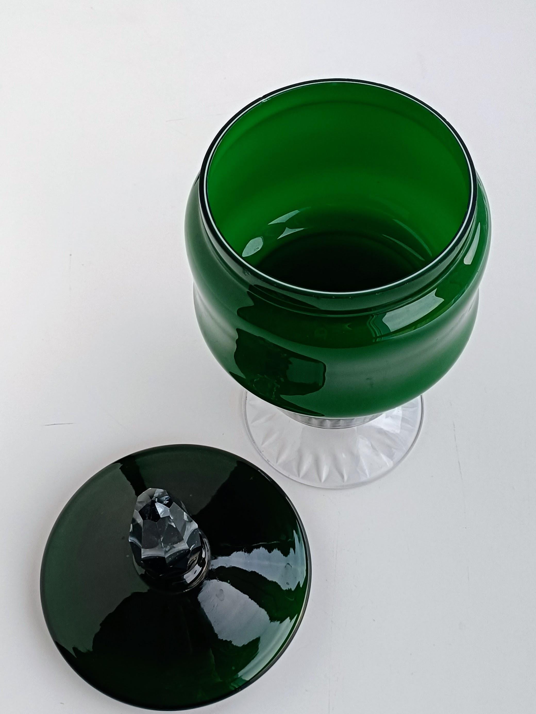 Murano Glas Mid Century Modern Smaragdgrüner Bombon Jar, Italien, ca. 1950er Jahre 1