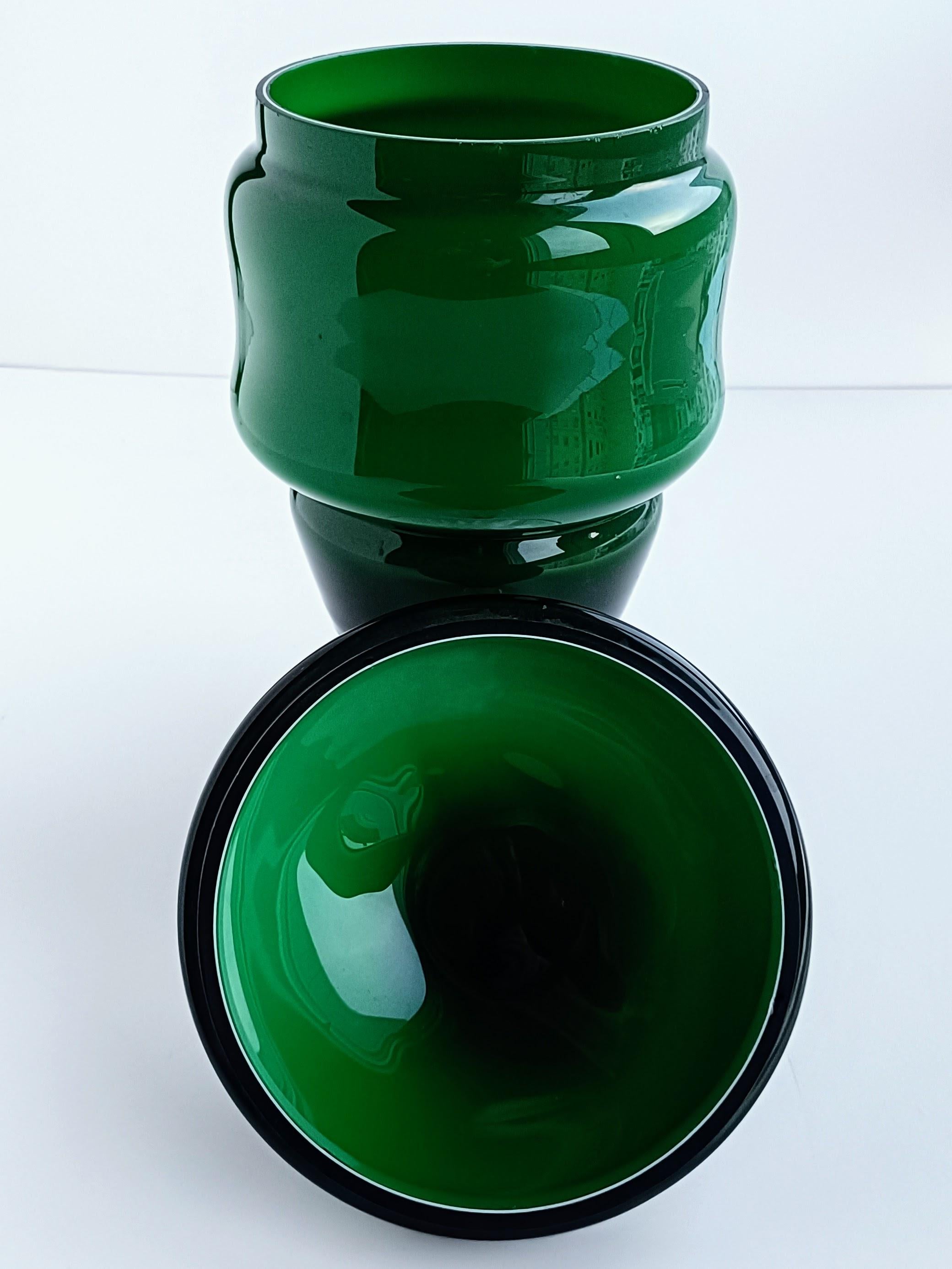 Murano Glas Mid Century Modern Smaragdgrüner Bombon Jar, Italien, ca. 1950er Jahre 2