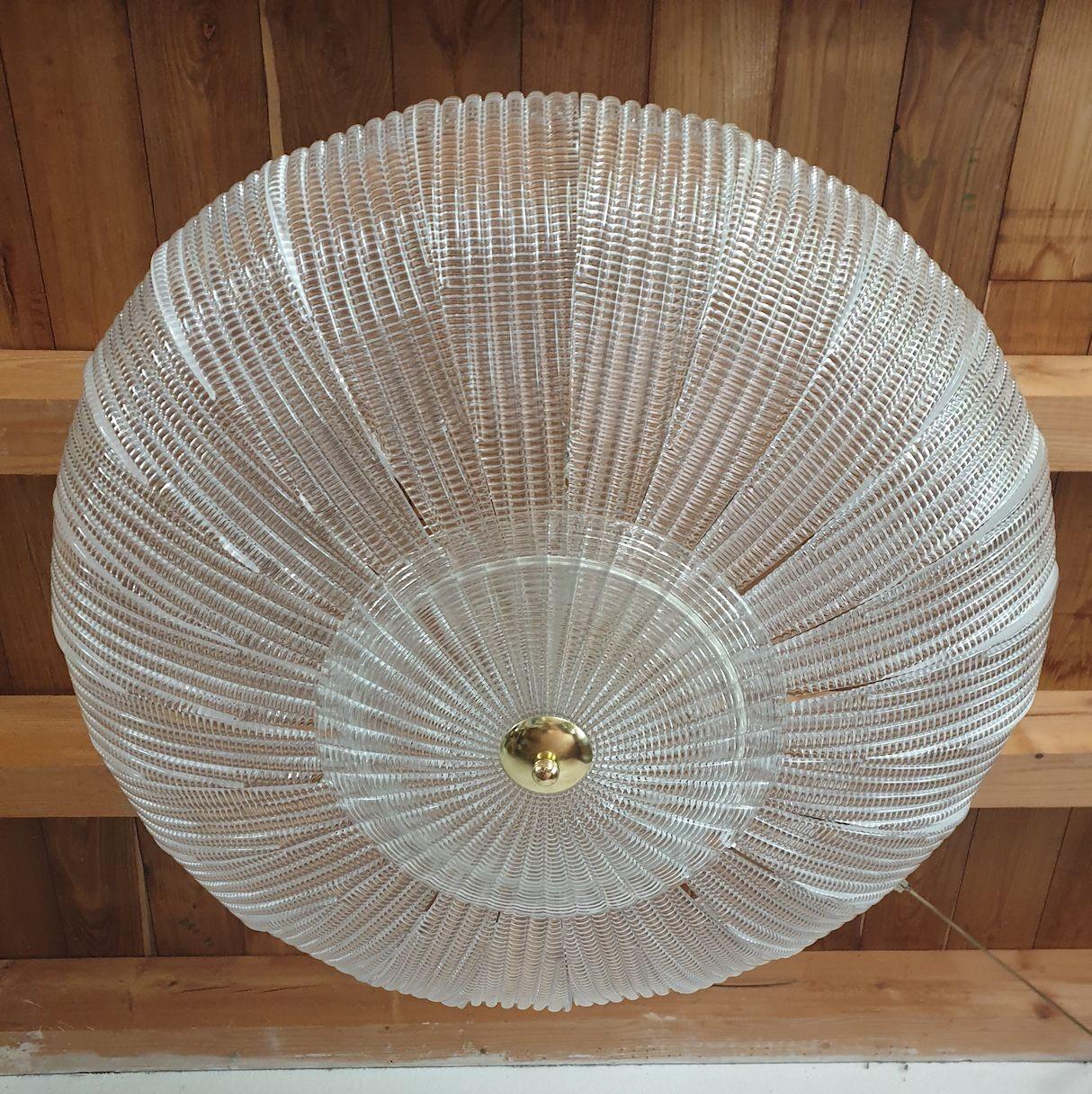 Murano glass Mid Century Modern Flush Mount In Excellent Condition For Sale In Dallas, TX