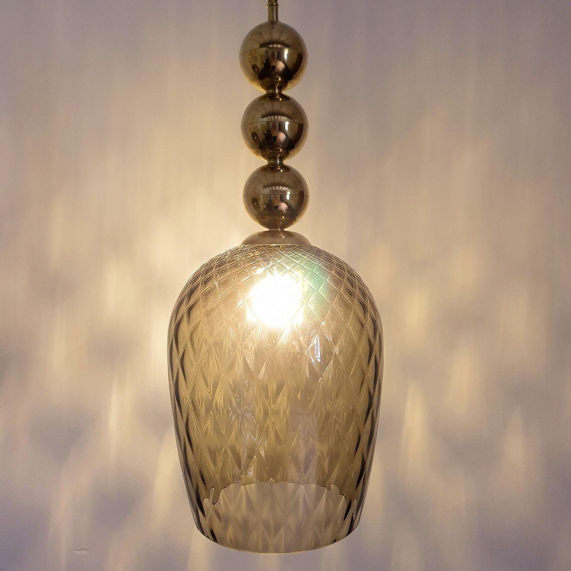 Late 20th Century Murano glass Mid Century pendants - a pair For Sale