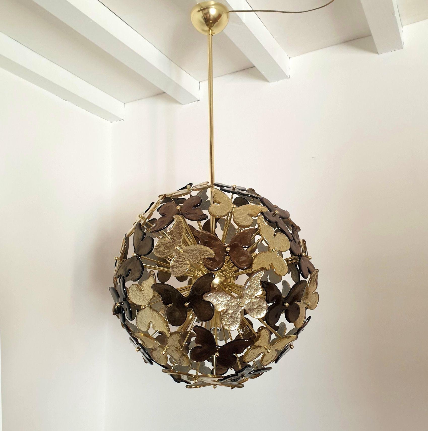 Mid-Century moderno Lampadario Sputnik di metà secolo in vetro di Murano in vendita