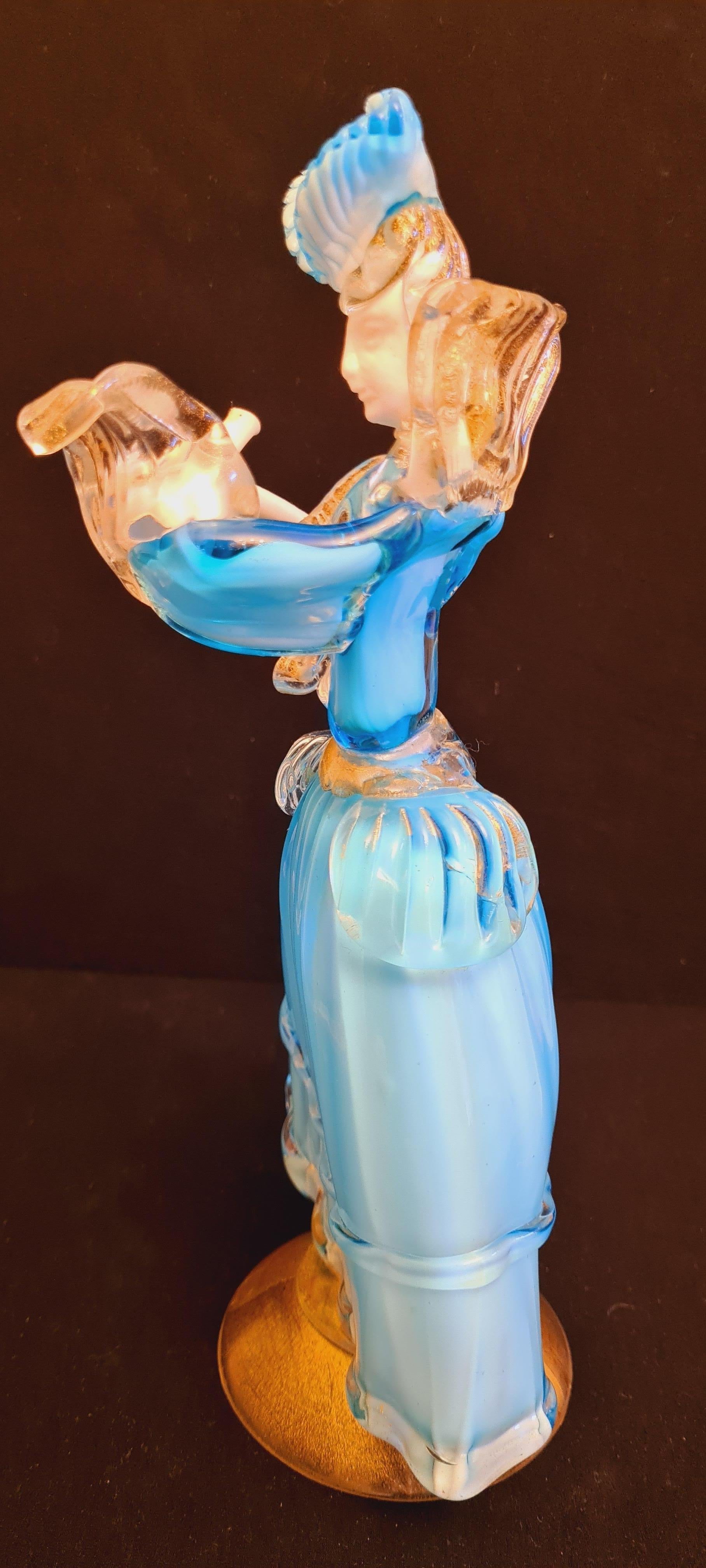 Mid-Century Murano Glass Opaline Dancers with Gold Leaf 3