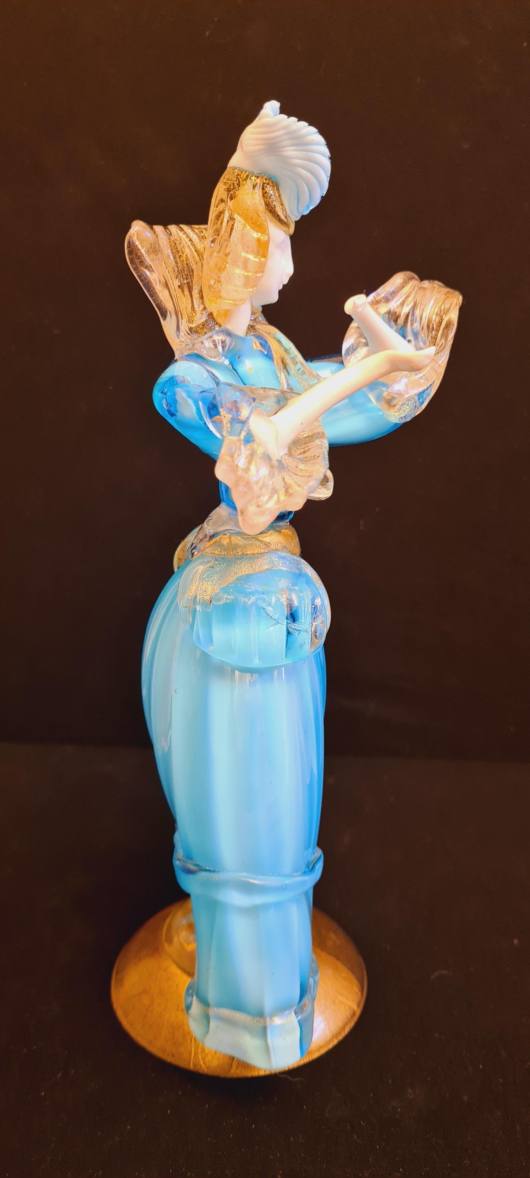 Mid-Century Murano Glass Opaline Dancers with Gold Leaf 5