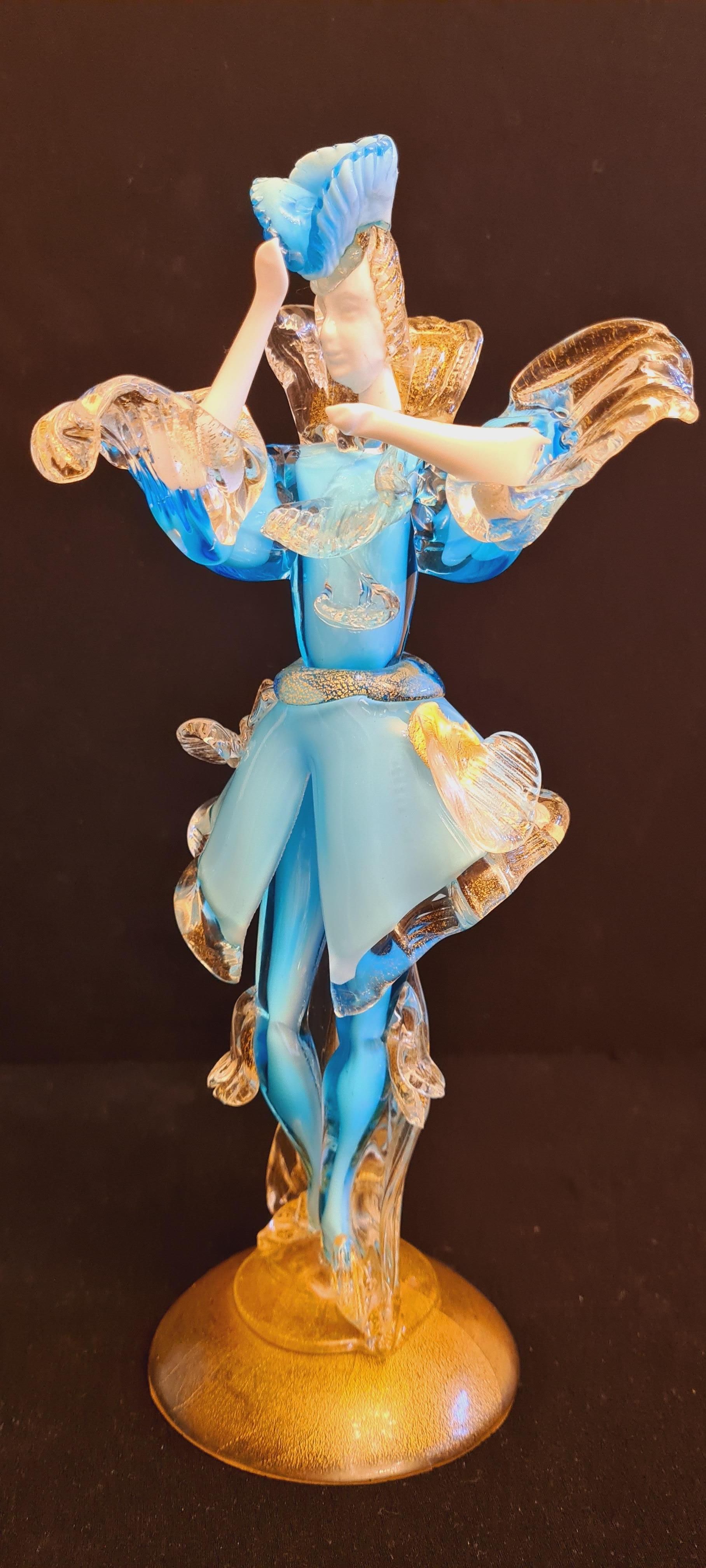 Italian Mid-Century Murano Glass Opaline Dancers with Gold Leaf