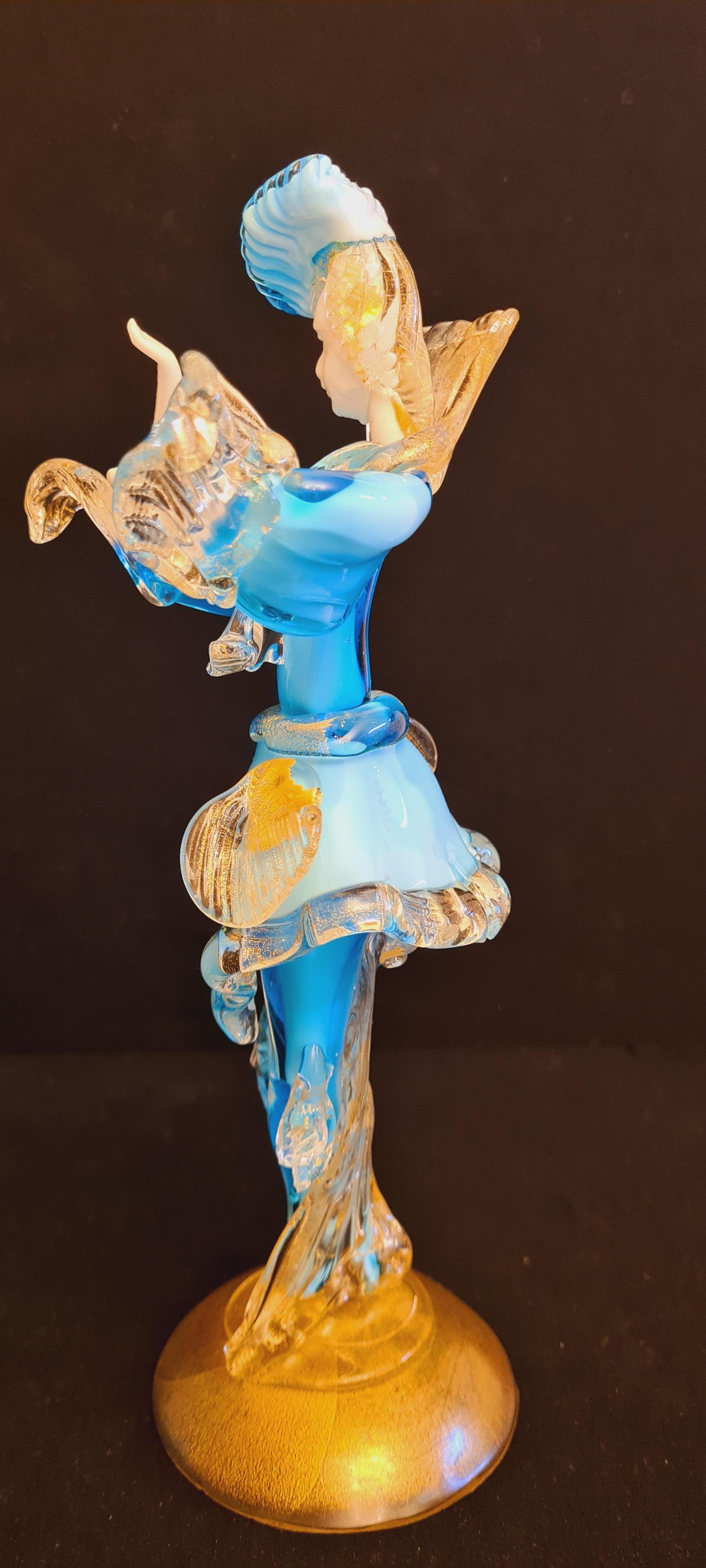 Other Mid-Century Murano Glass Opaline Dancers with Gold Leaf
