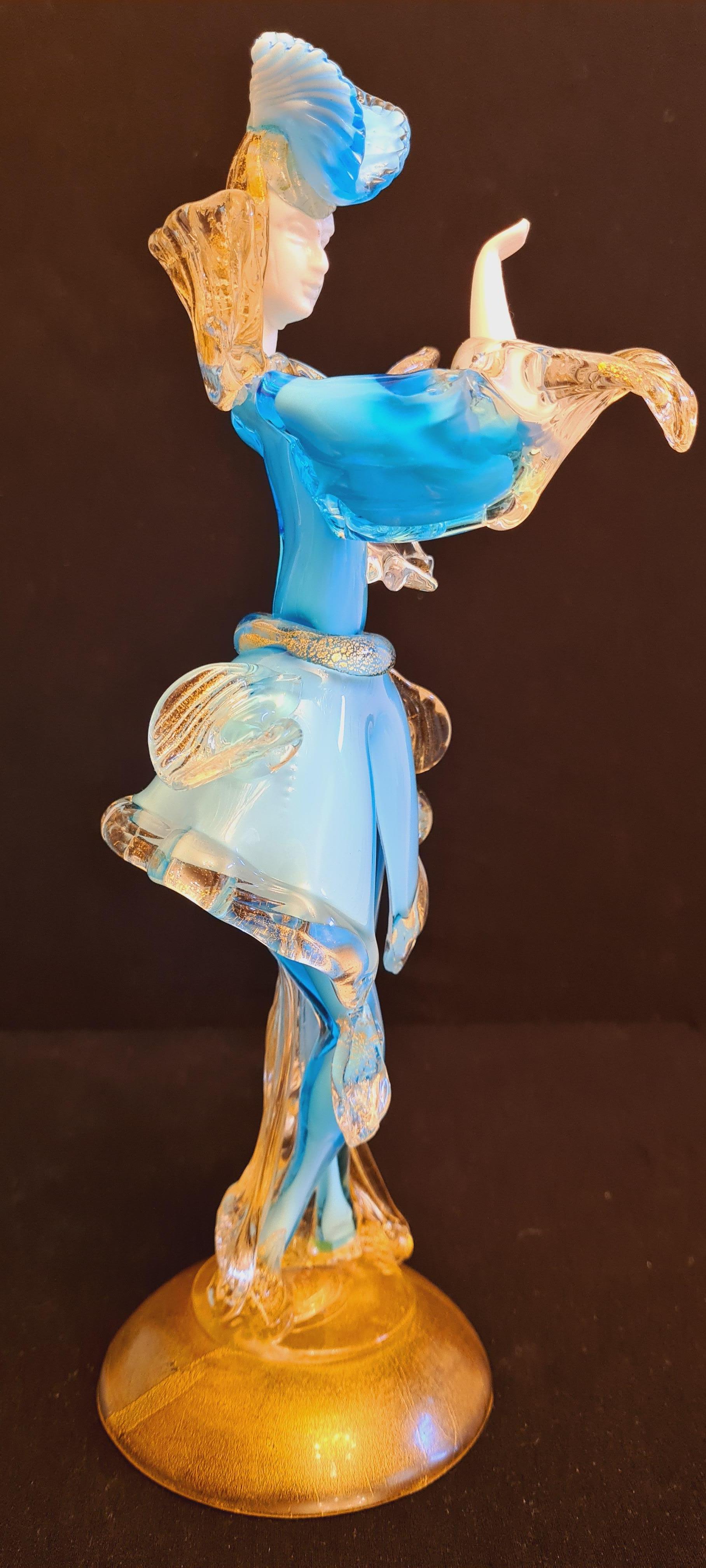 Mid-20th Century Mid-Century Murano Glass Opaline Dancers with Gold Leaf