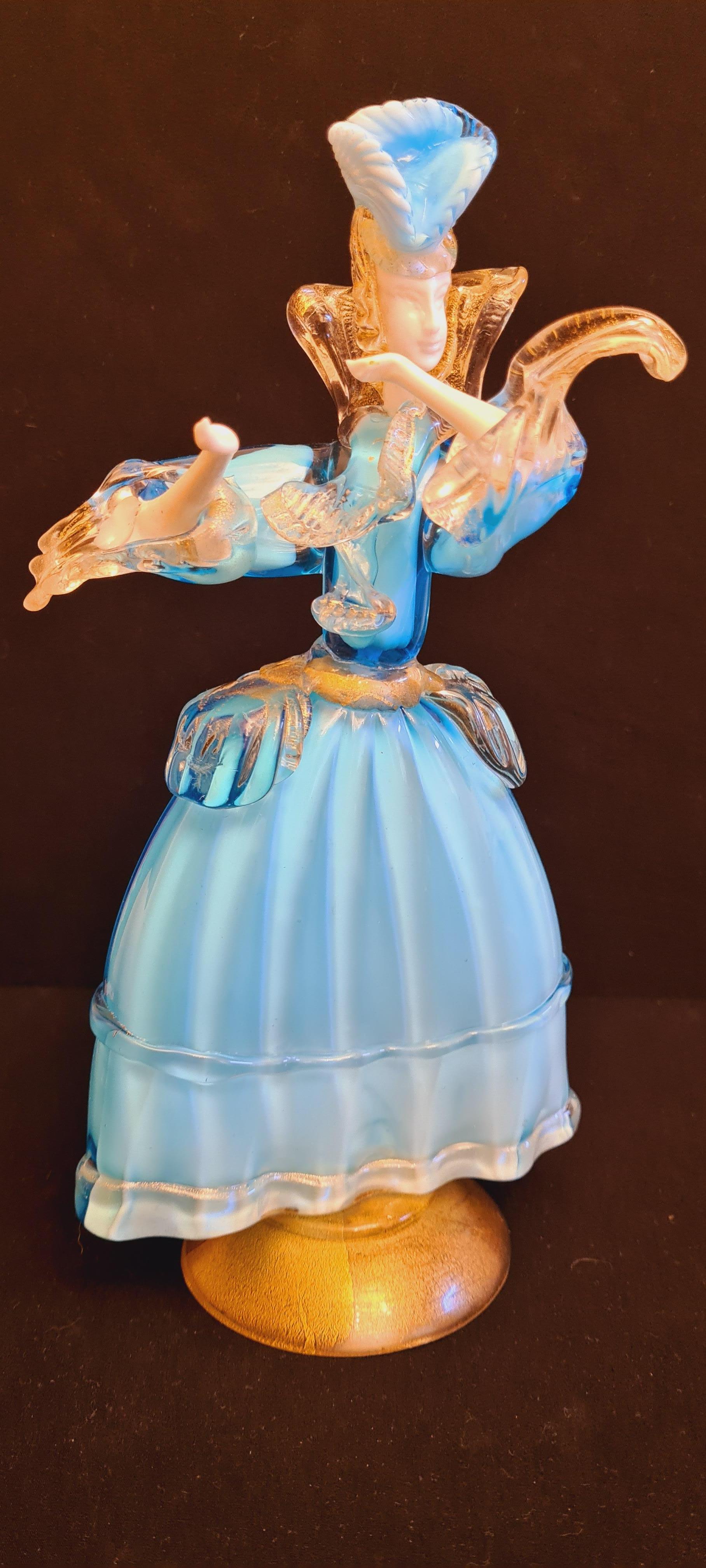 Mid-Century Murano Glass Opaline Dancers with Gold Leaf 2