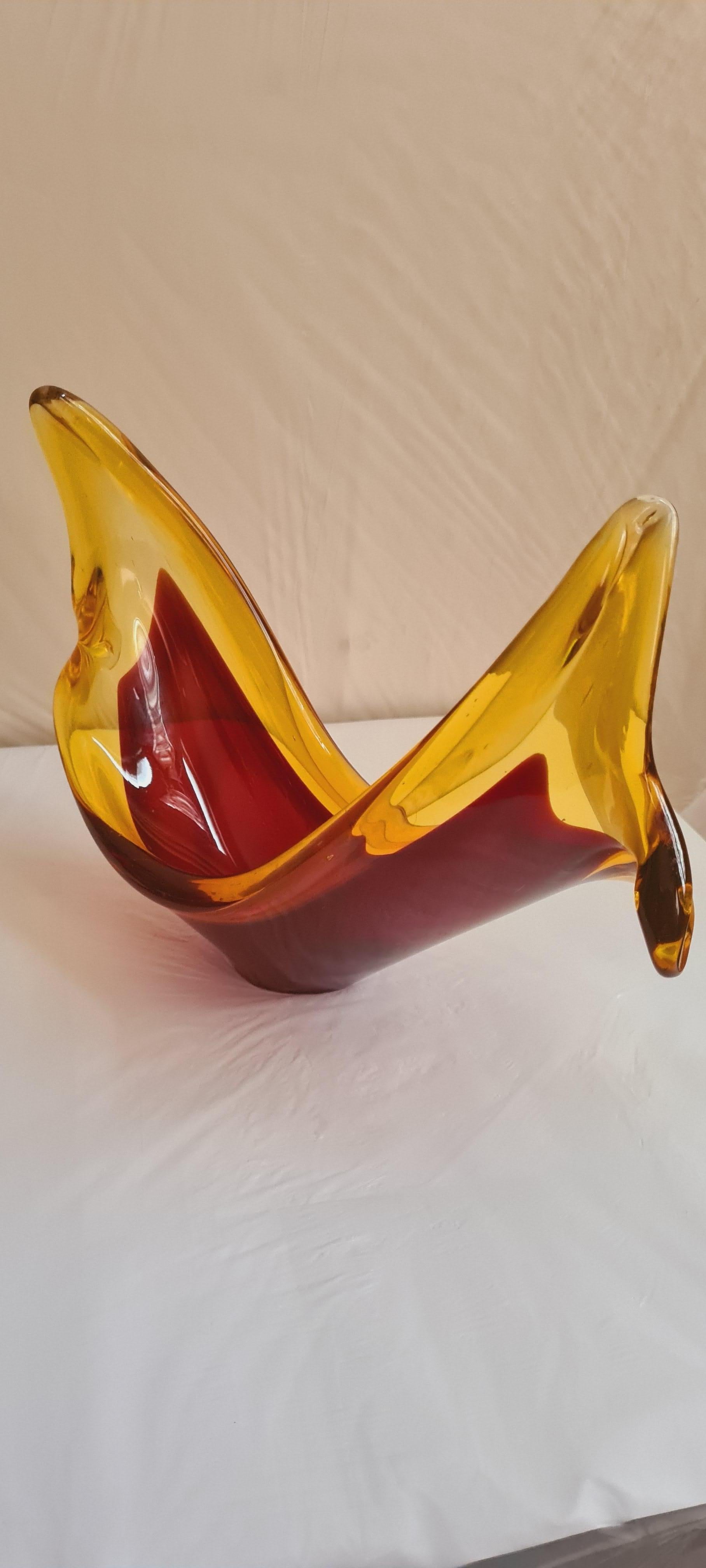Mid-Century Murano Glass Selenium Bowl, Antonio Da Ros In Excellent Condition For Sale In Grantham, GB