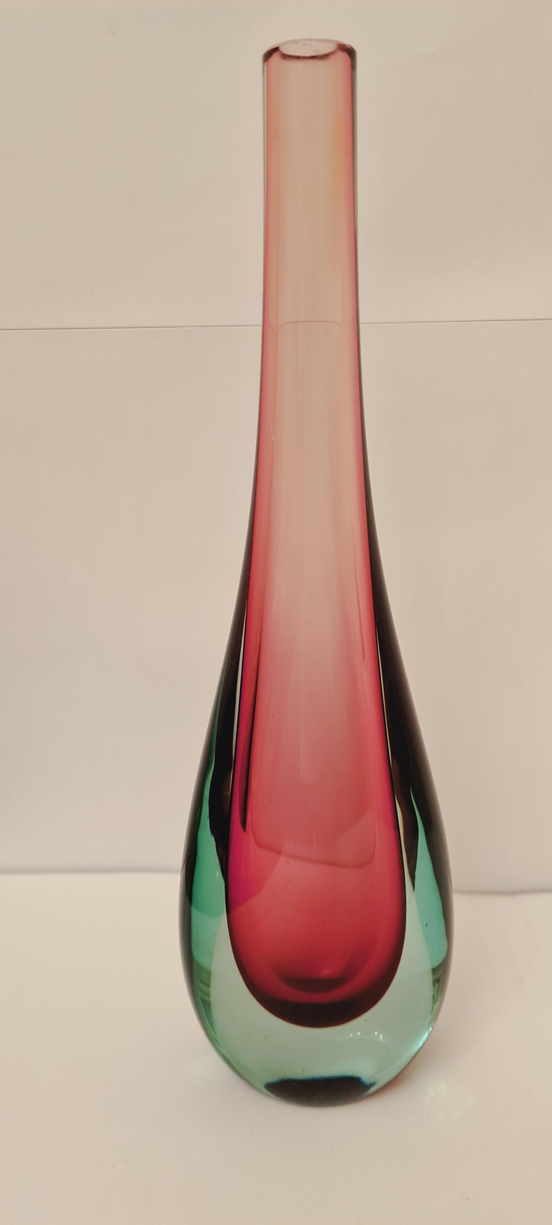 Italian Mid-Century Murano Glass Sommerso Vase and Carafe, Flavio Poli For Sale