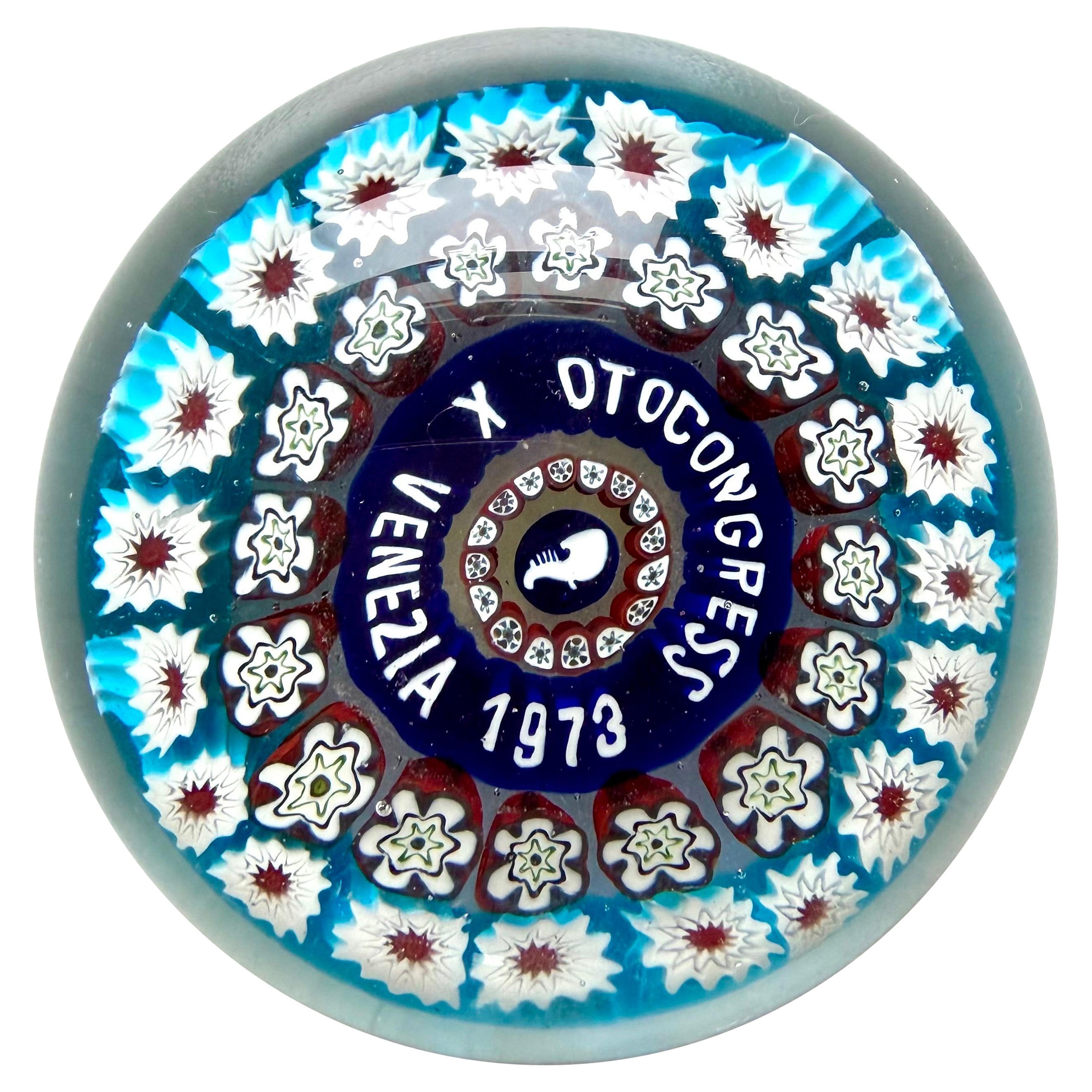 Murano Glass Millefiori Paperweight by Barovier & Toso, Italy, 1973 For Sale
