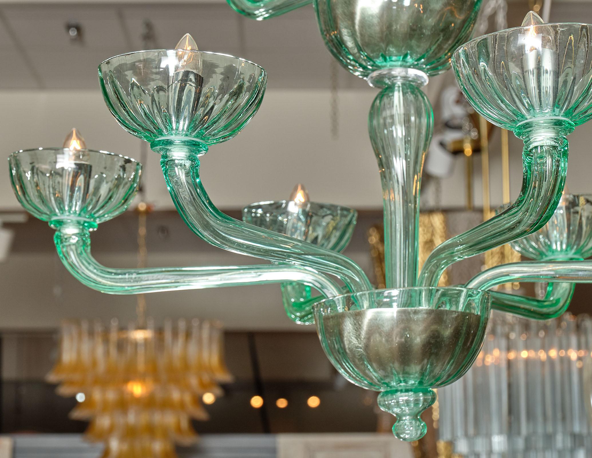 Murano Glass Mint Two-Tiered Chandelier 1