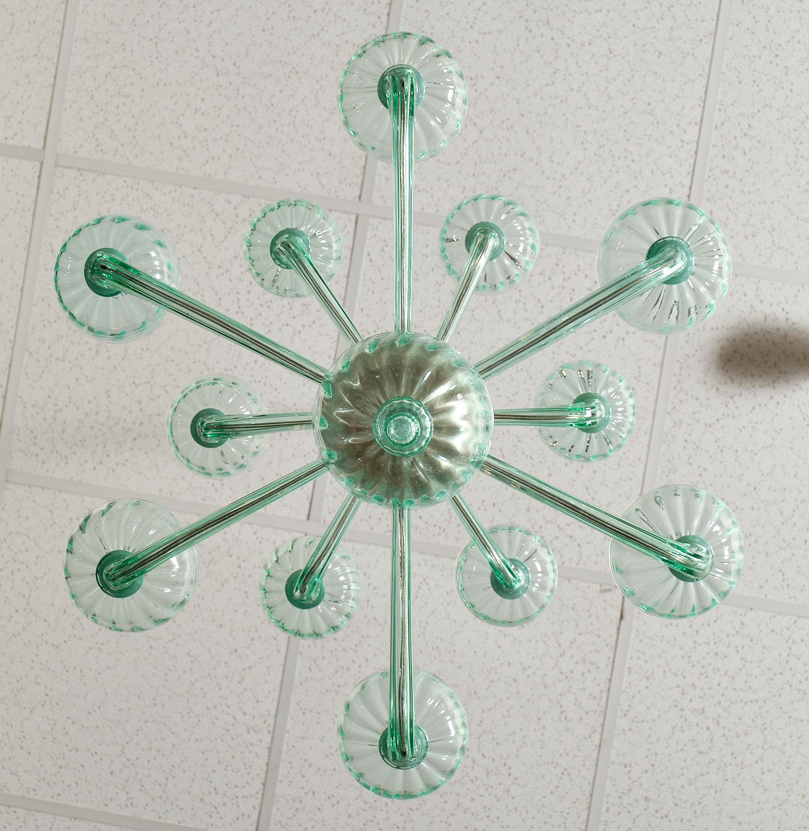 Murano Glass Mint Two-Tiered Chandelier 2