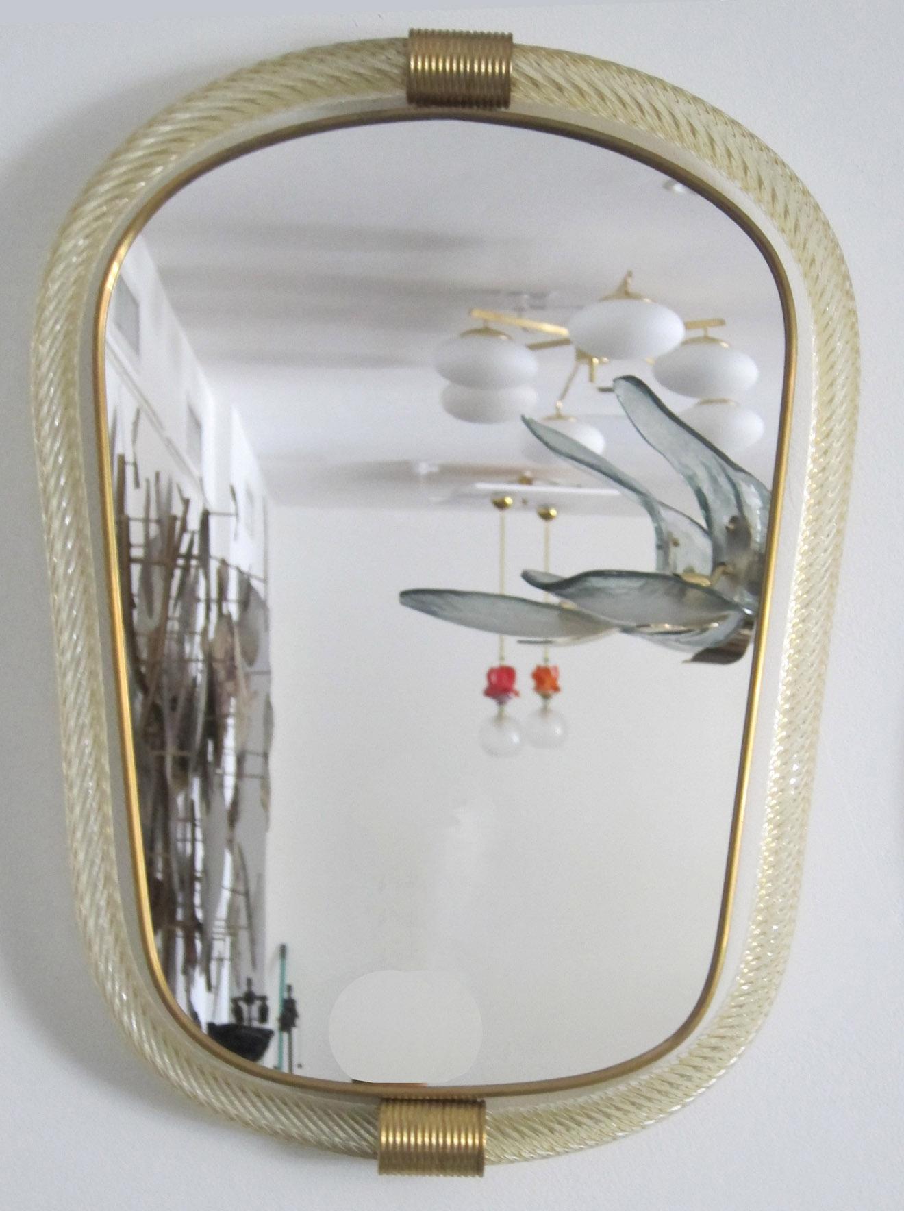 Mid-Century Modern Murano Glass Mirror, Italy, 1980