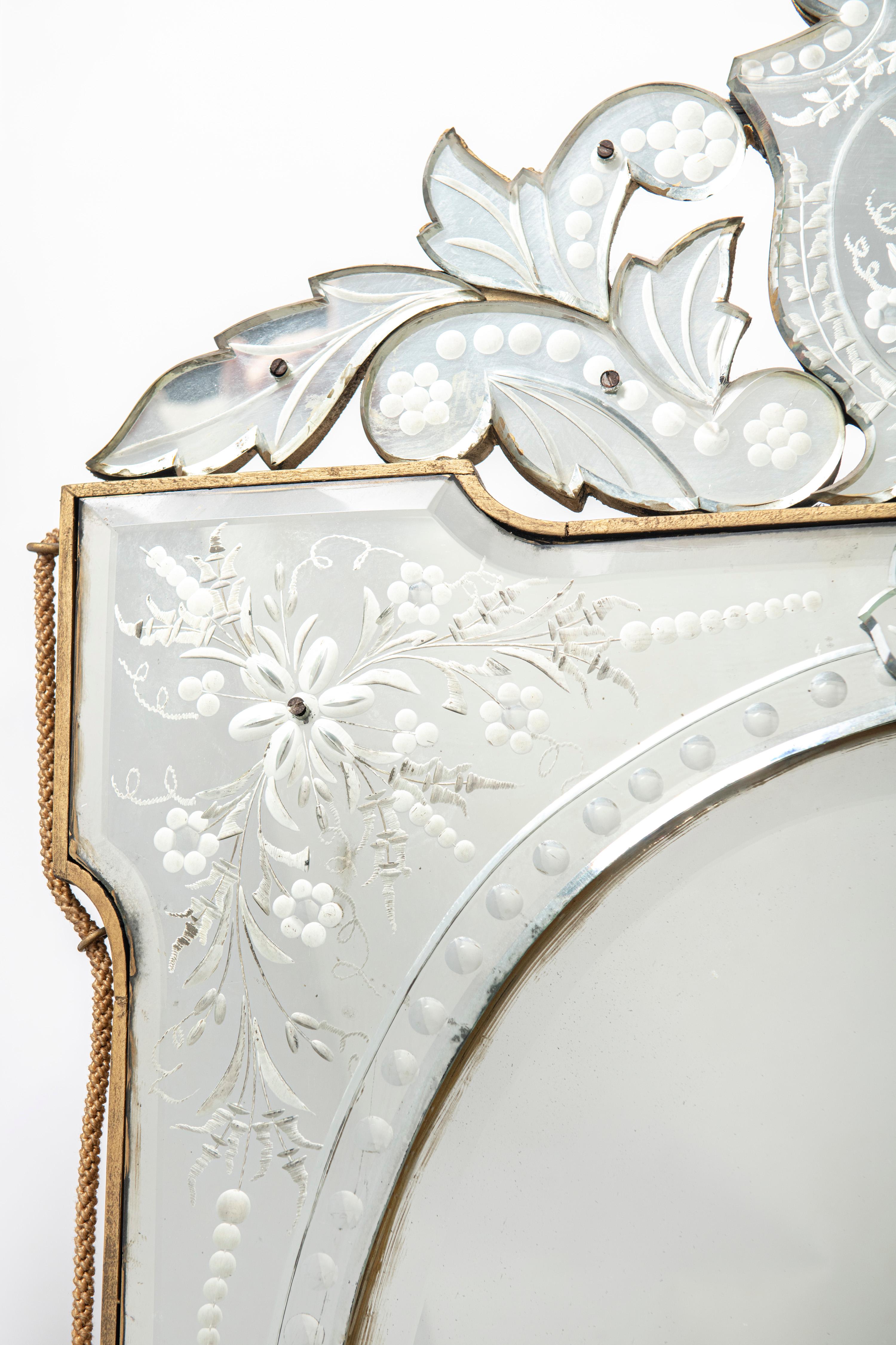 Neoclassical Murano Glass Mirror, Italy, Early 20th Century. For Sale