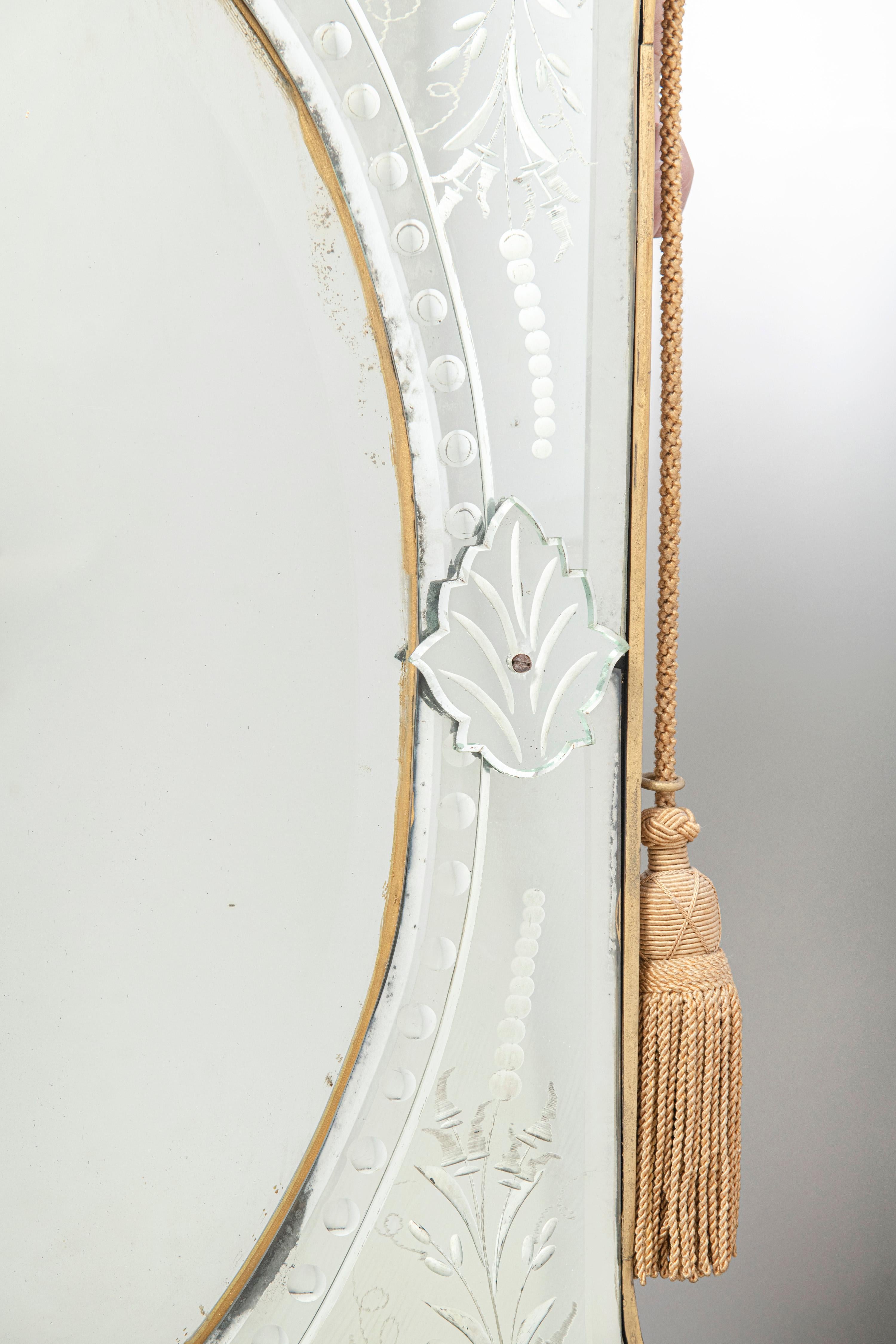 Italian Murano Glass Mirror, Italy, Early 20th Century. For Sale