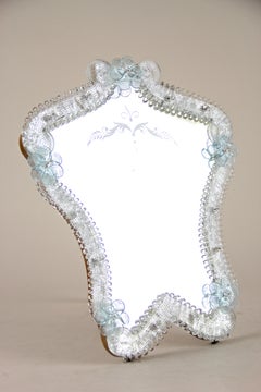 Miroir en verre de Murano du milieu du siècle avec fleurs en verre, Italie, vers 1950/60