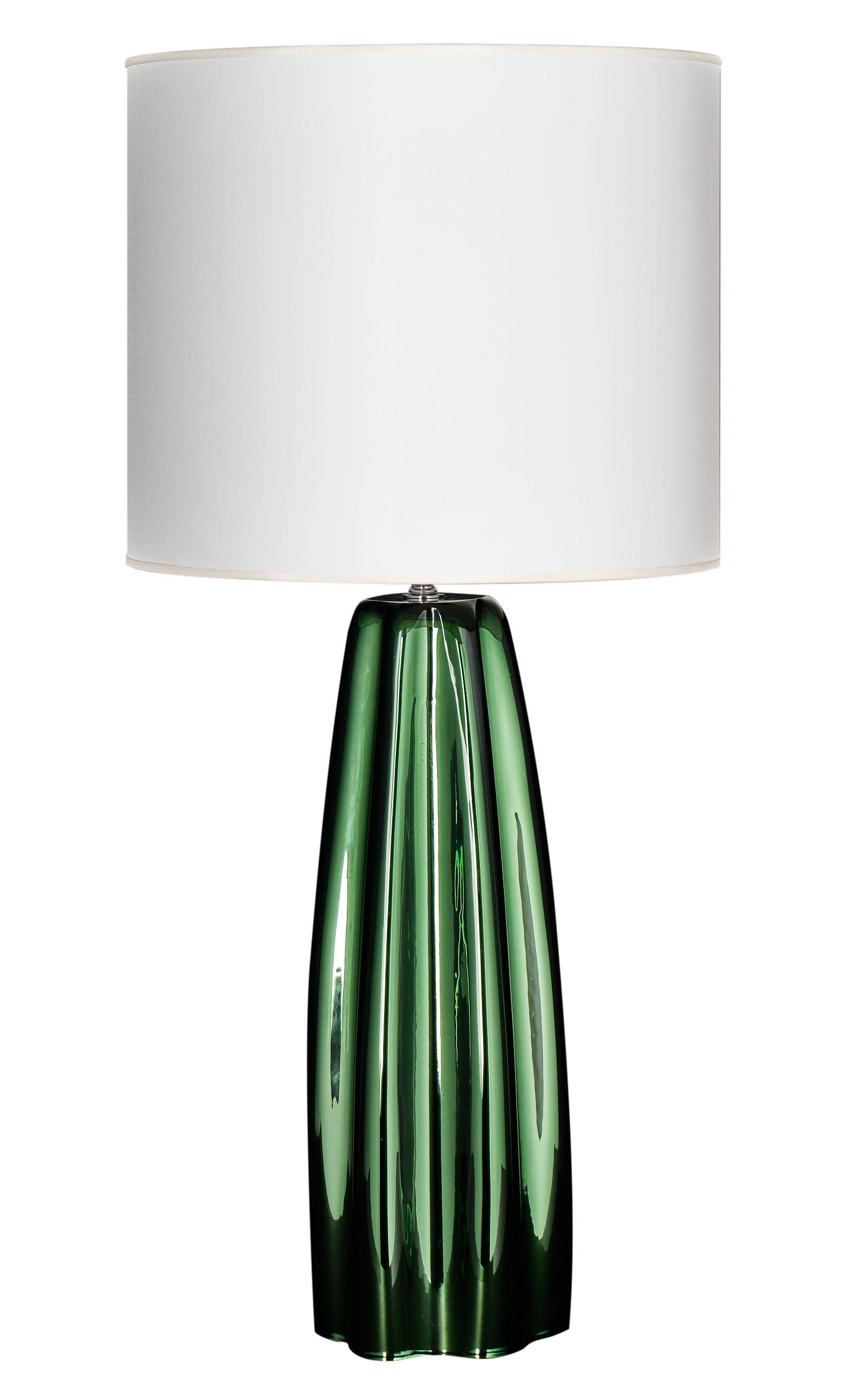 Modern Murano Glass Mirrored Green Lamps For Sale