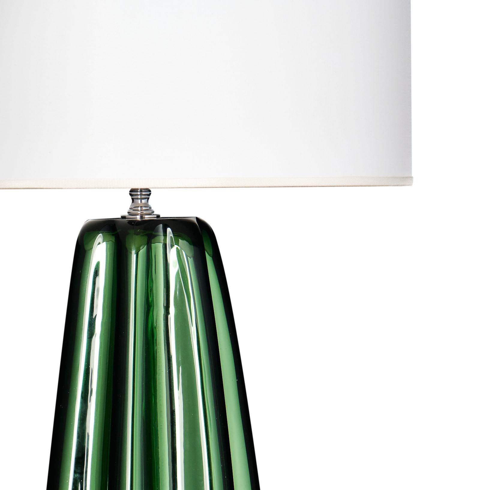 Italian Murano Glass Mirrored Green Lamps For Sale