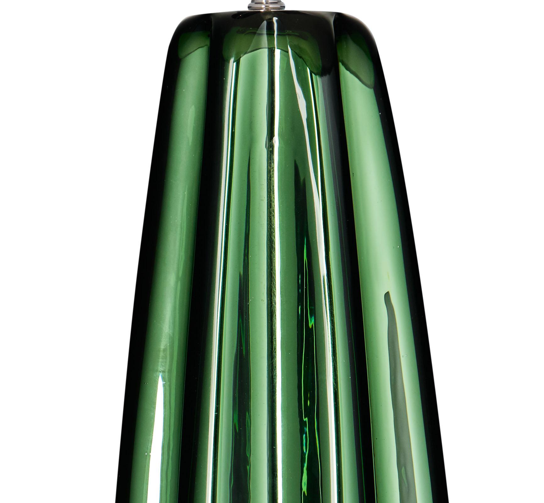 Contemporary Murano Glass Mirrored Green Lamps For Sale