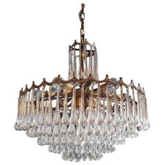 Murano Glass Modern Crystal Chandelier Antique Ceiling Lamp Lustre Brass, 1950s