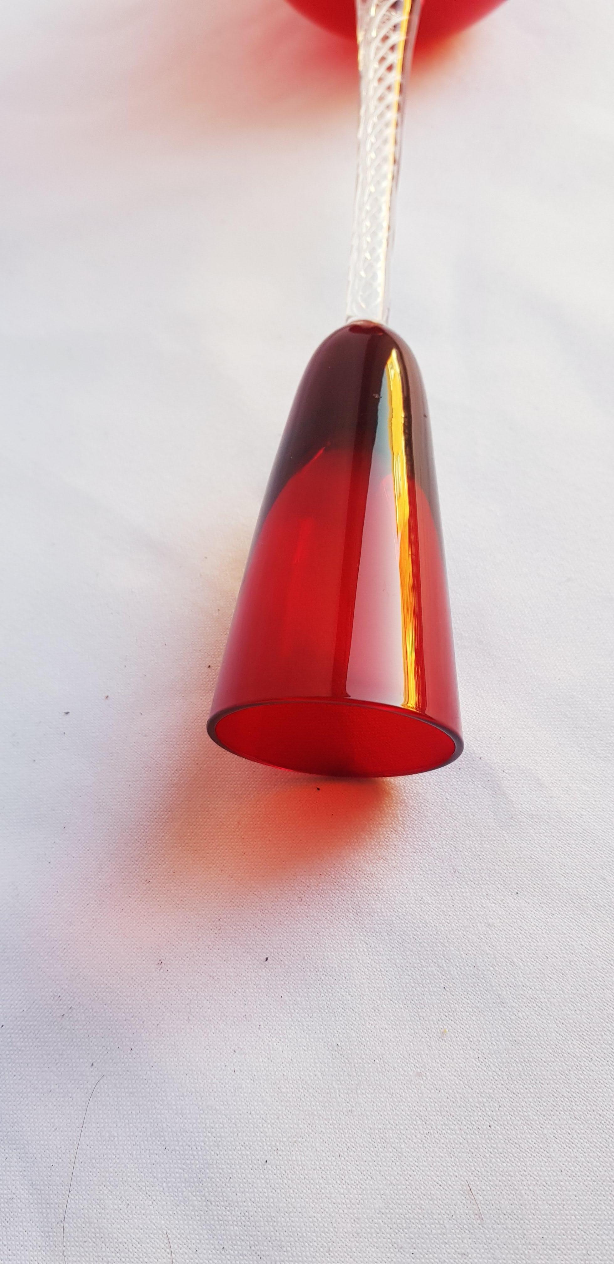 Murano Glass Modern Ruby Red Goblet In Excellent Condition For Sale In Grantham, GB