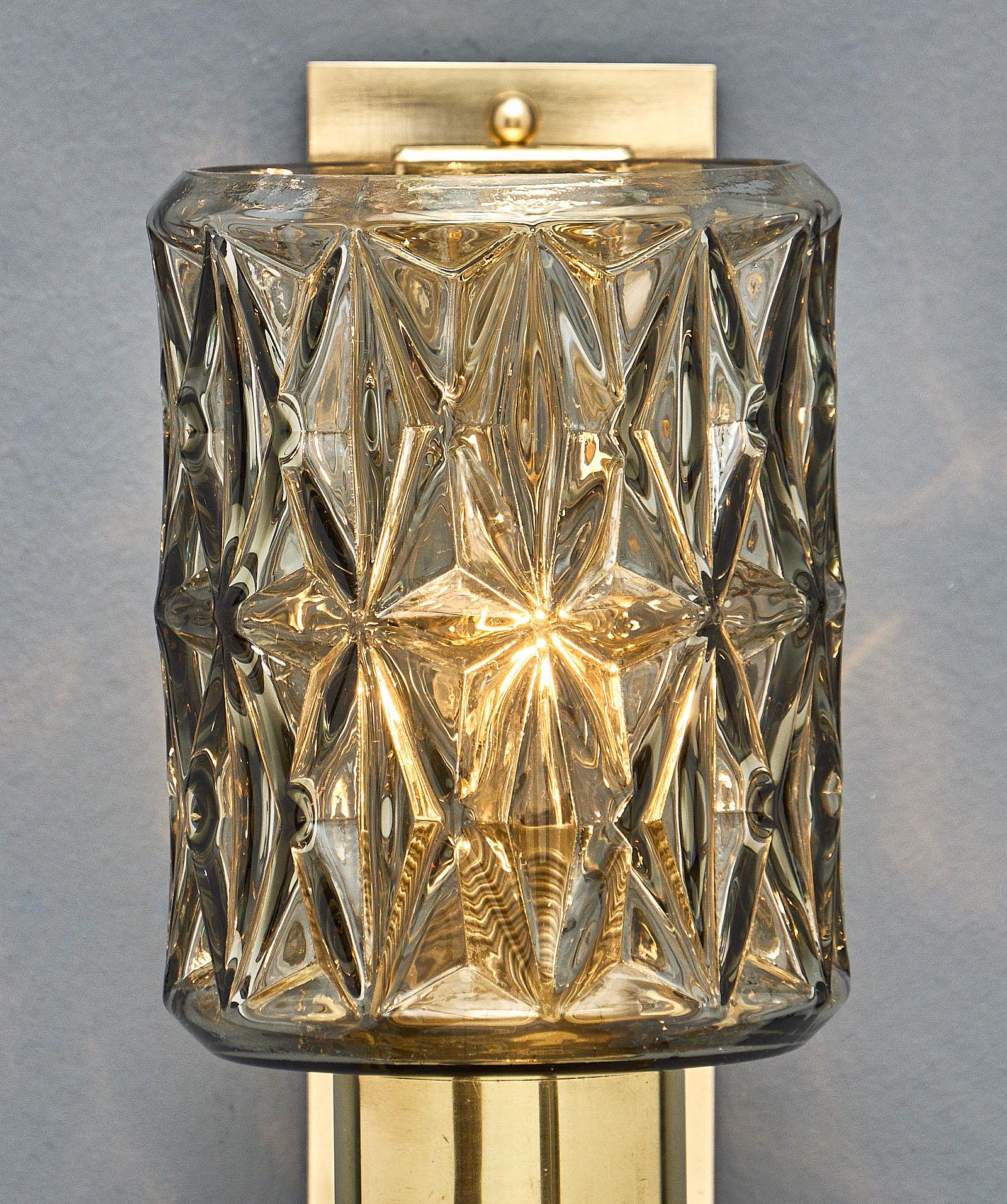 Italian Murano Glass Modernist Diamond Sconces For Sale