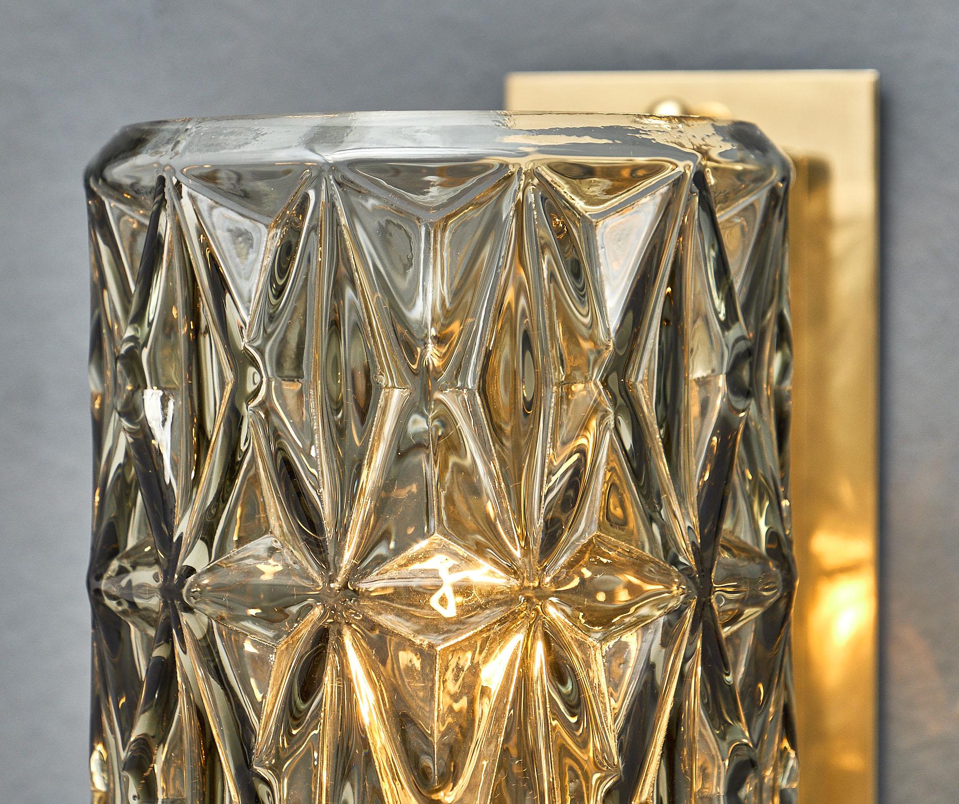 Contemporary Murano Glass Modernist Diamond Sconces For Sale