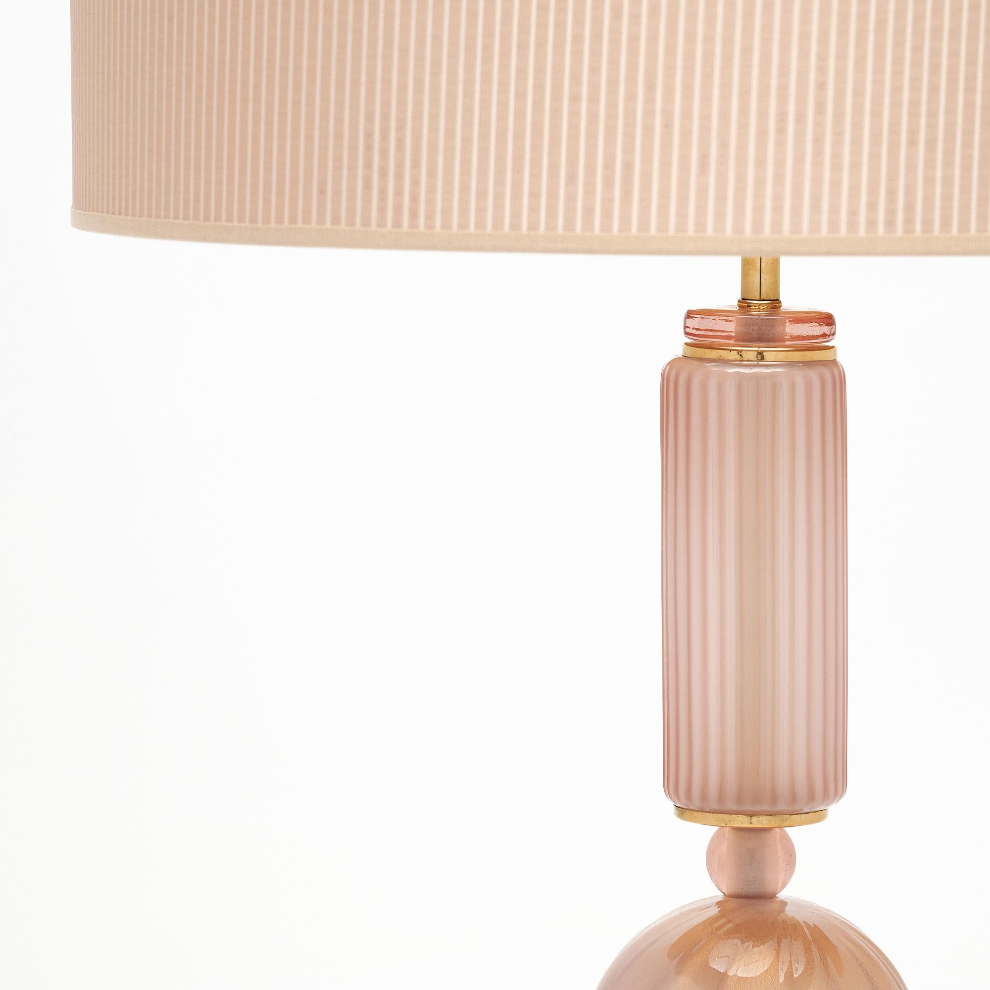 Italian Murano Glass Modernist Pink Table Lamps For Sale