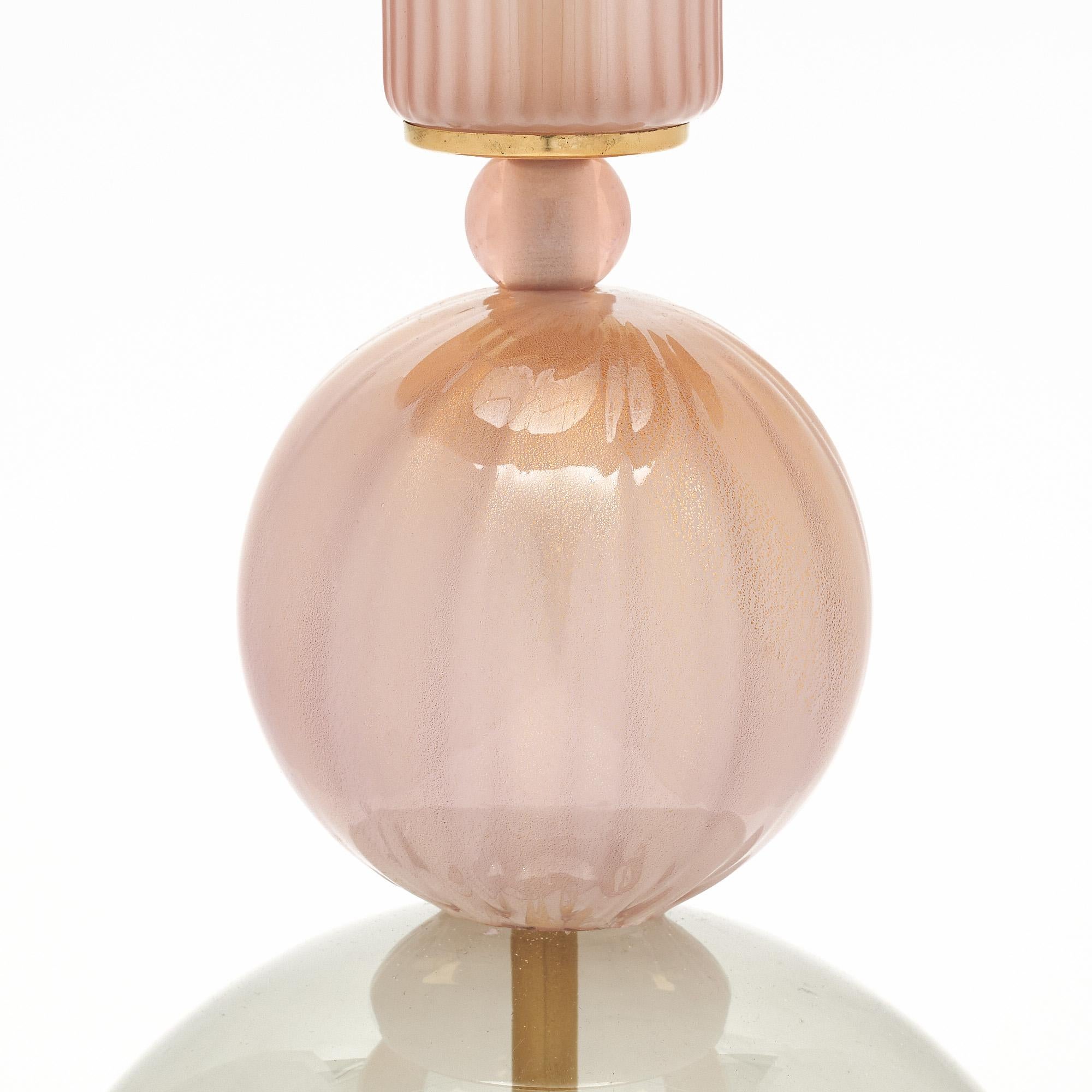 Murano Glass Modernist Pink Table Lamps 1