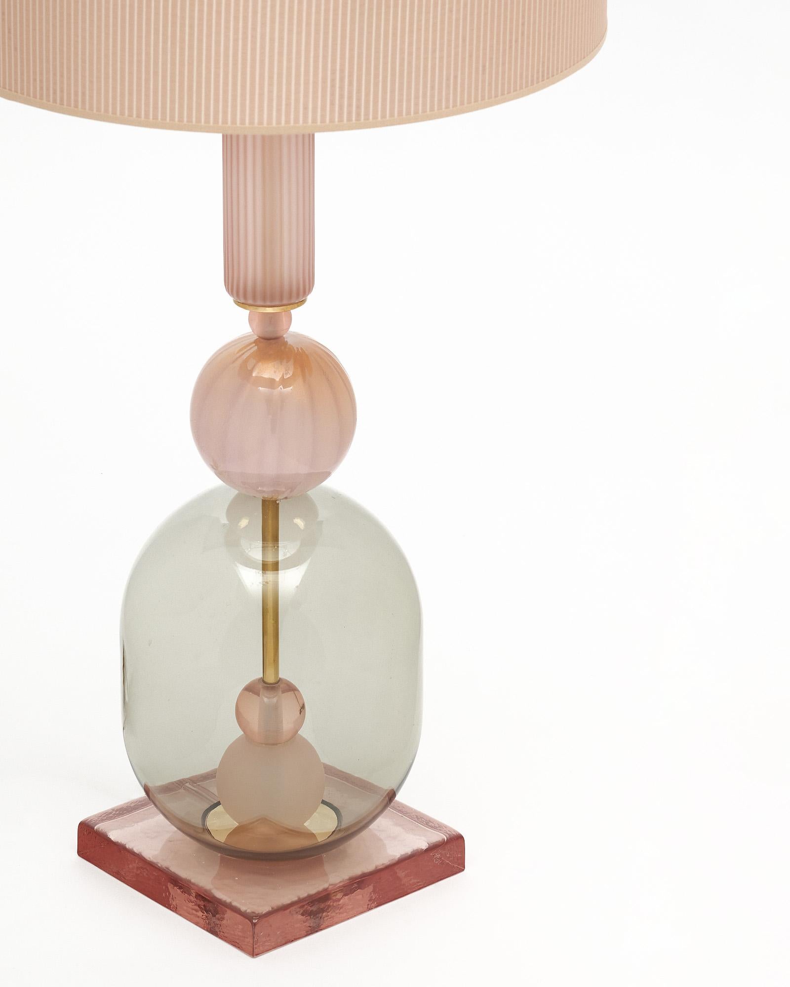 Murano Glass Modernist Pink Table Lamps 2