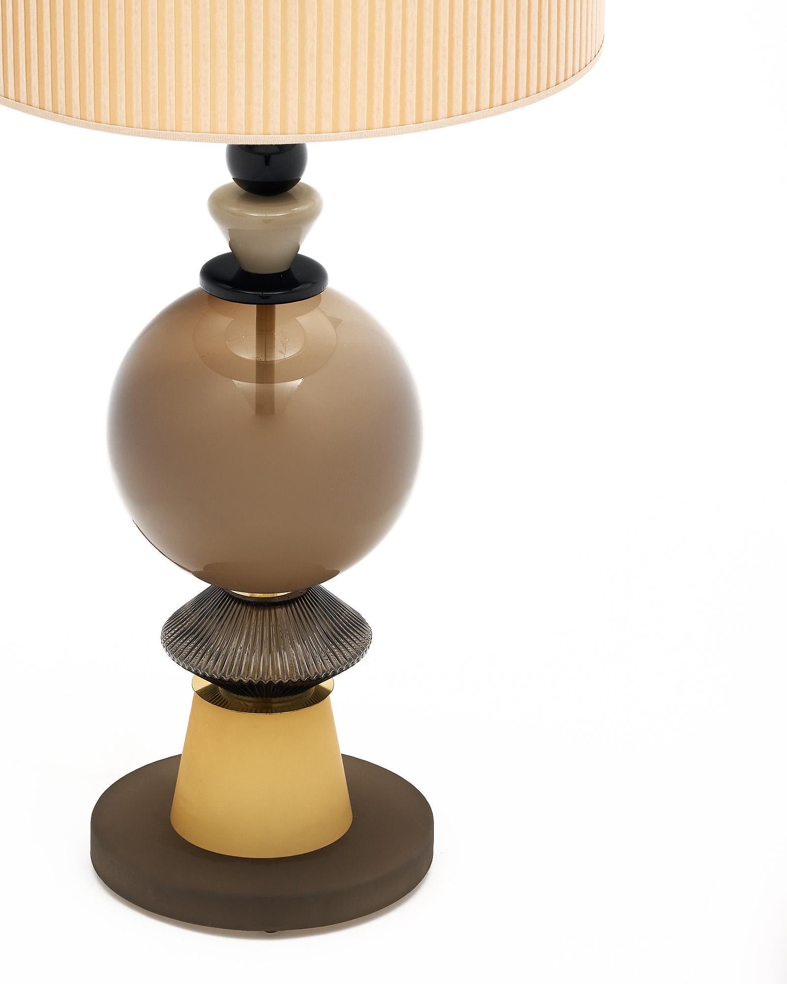 Mid-Century Modern Murano Glass Modernist Taupe Lamps in the manner of Ettore Sottssas