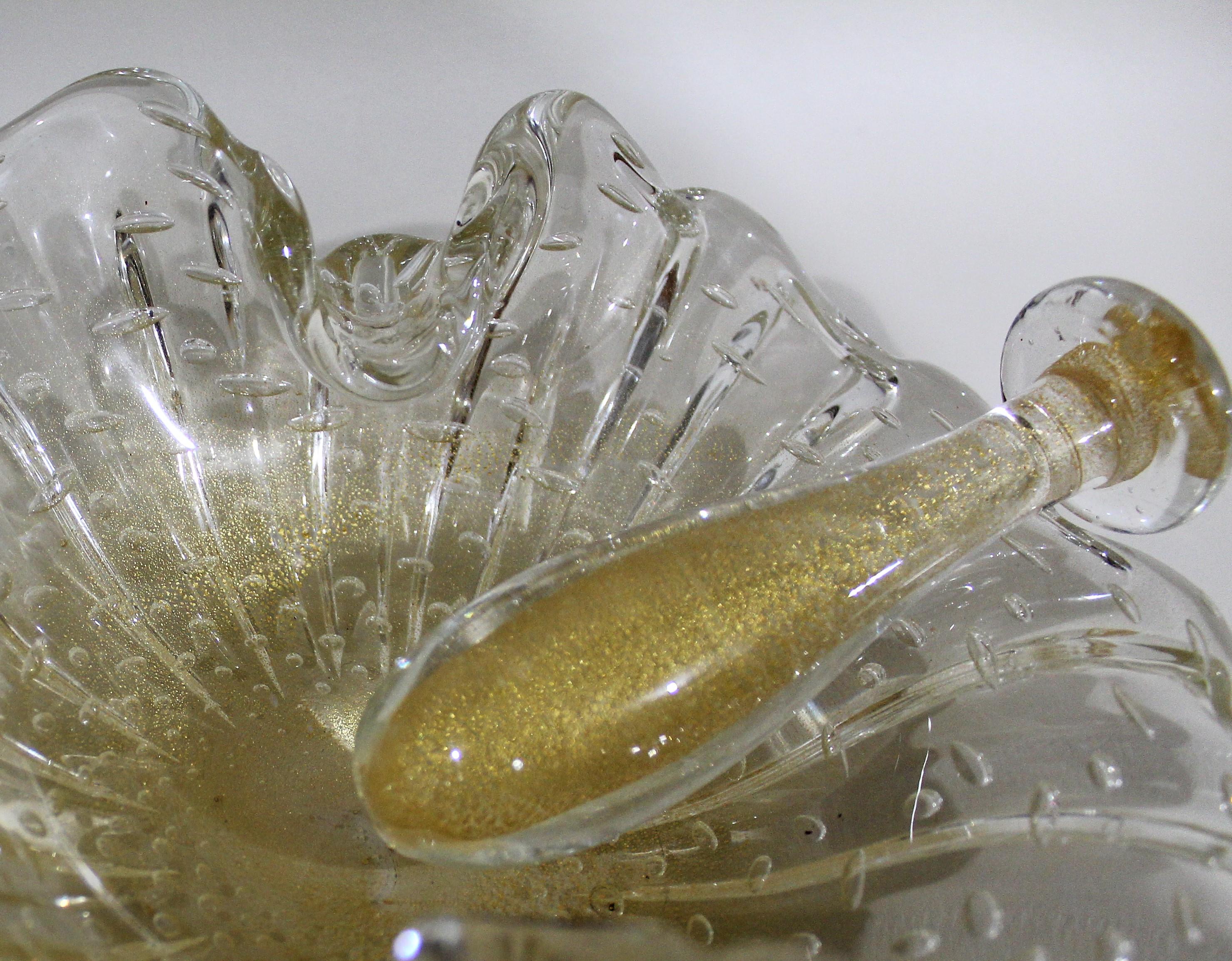 Murano glass mortar and pestle with gold flecks.