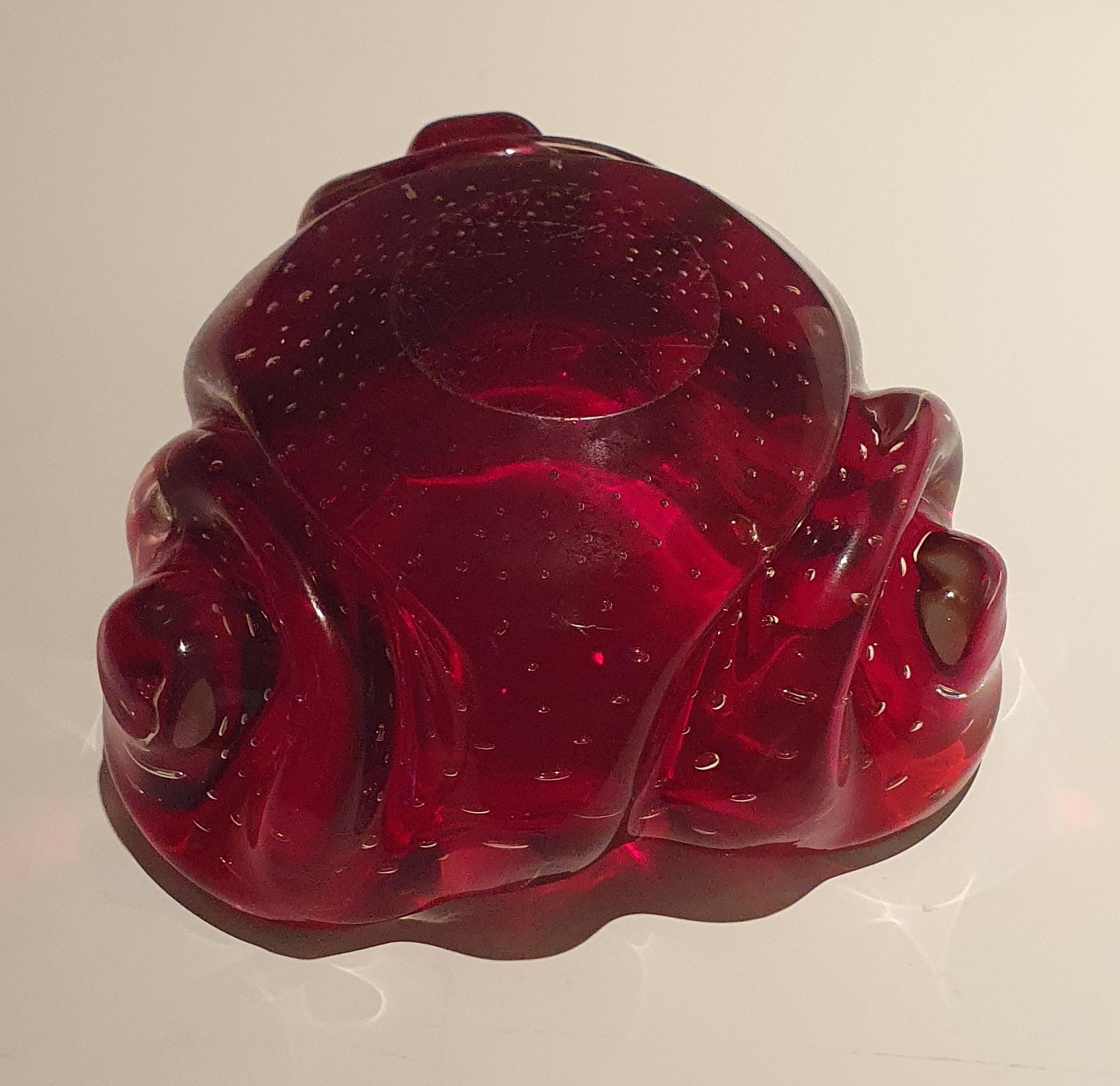 Murano Glass mouthblown dish with undulating curled edges and tiny bubbles For Sale 6