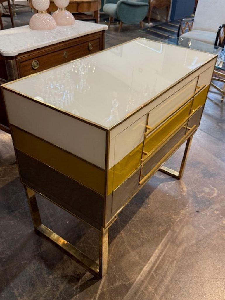 Il mobile multicolore in vetro di Murano è un mobile straordinario che aggiunge un tocco di eleganza a qualsiasi ambiente. Grazie all'esclusivo design multicolore e alle maniglie in ottone, questo mobile attirerà sicuramente l'attenzione e si farà