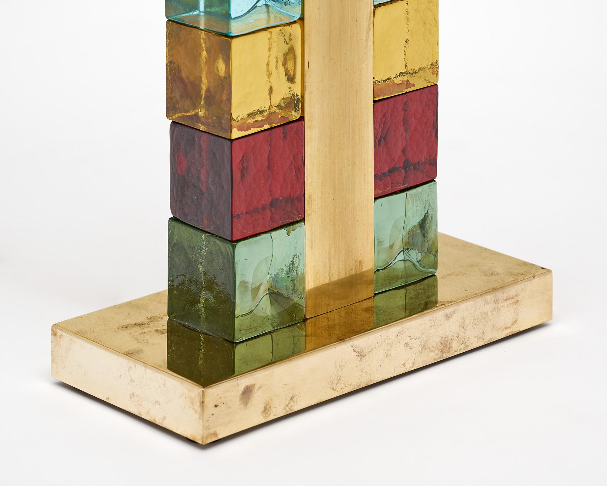 Italian Murano Glass Multi Colored Cube Lamps