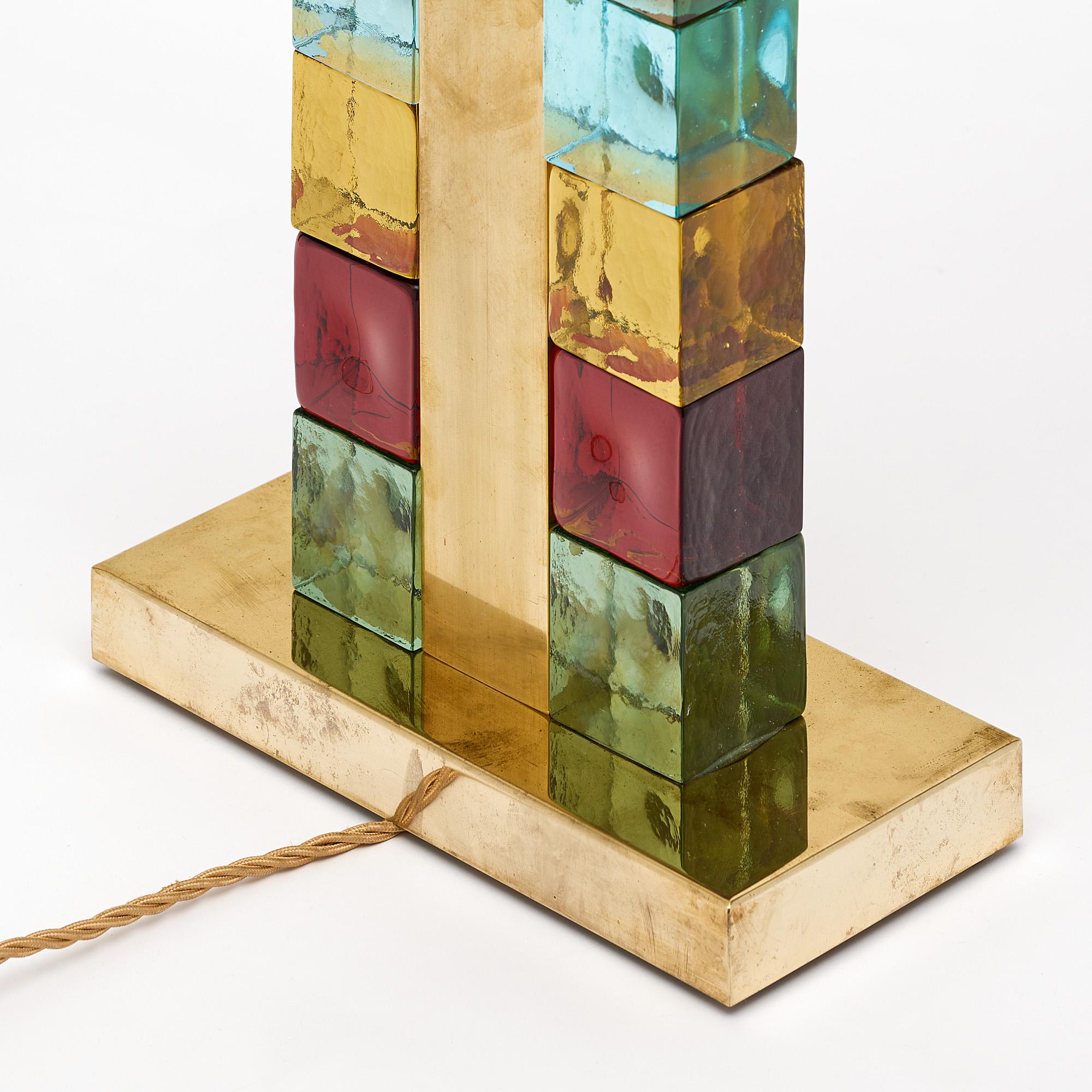 Murano Glass Multi Colored Cube Lamps 1