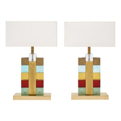 Murano Glass Multi Colored Cube Lamps