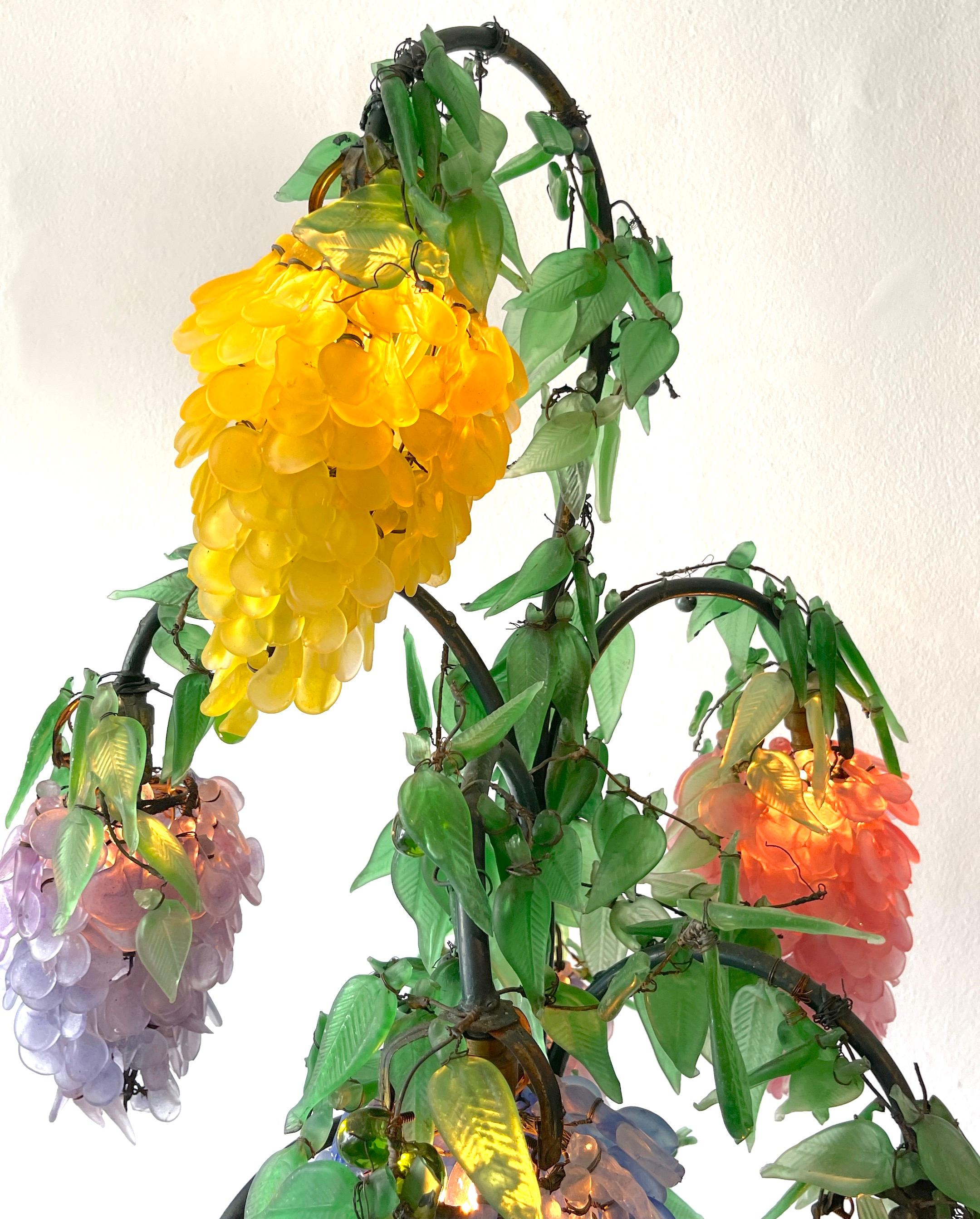 Murano Glass Multi-Colored Wisteria 7 Tiered Table Lamp, Circa 1950 5