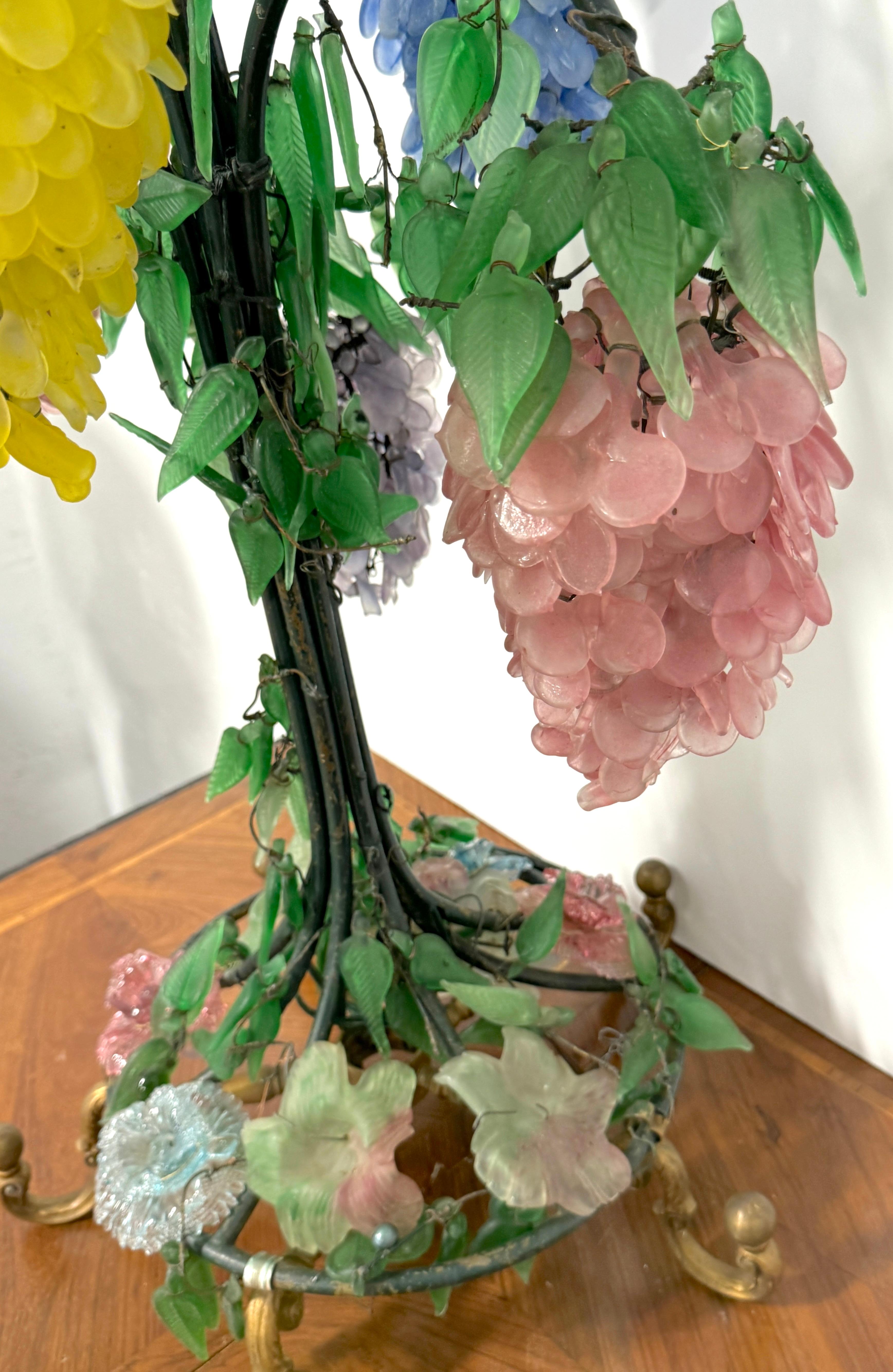 Murano Glass Multi-Colored Wisteria 7 Tiered Table Lamp, Circa 1950 4