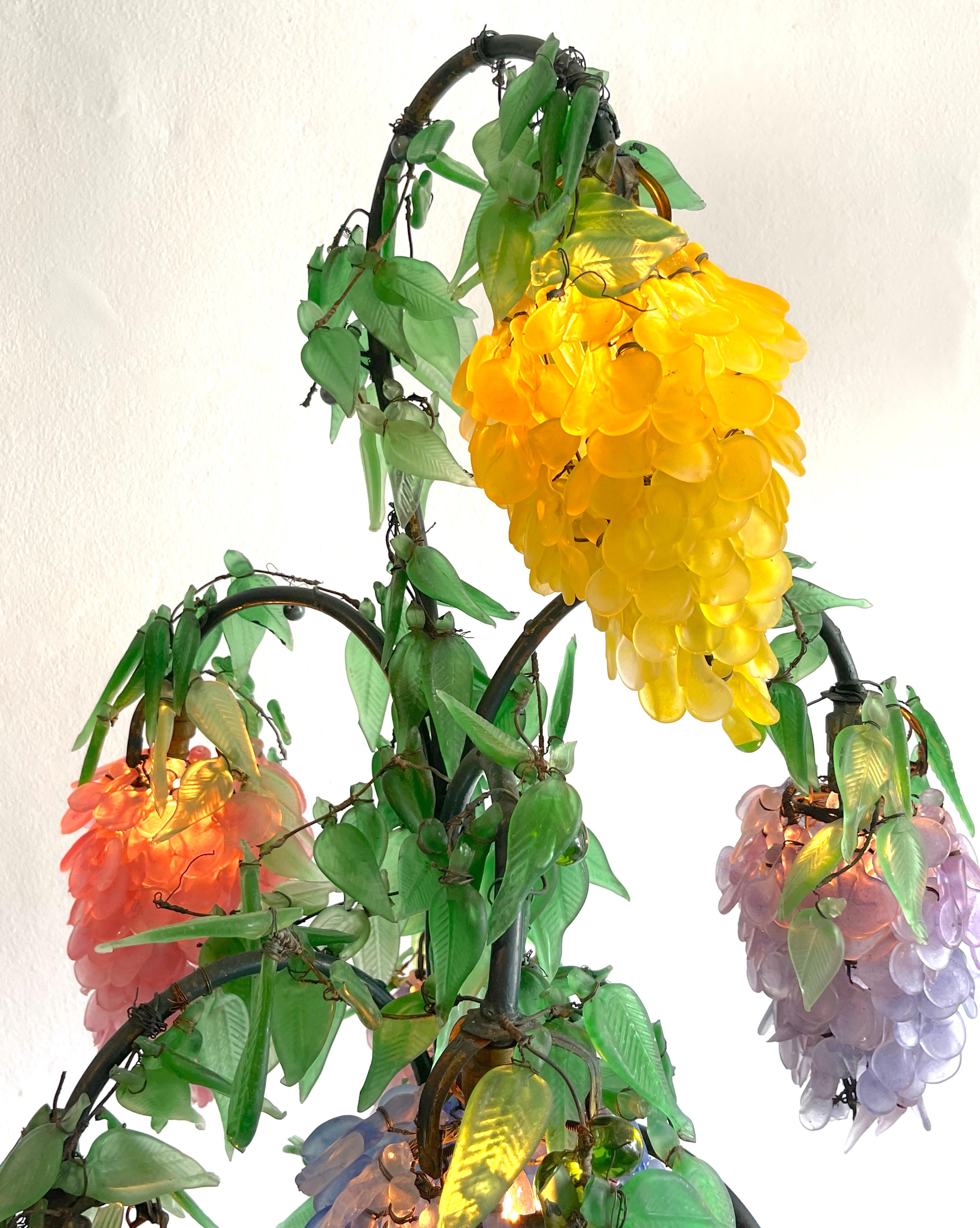 Murano Glass Multi-Colored Wisteria 7 Tiered Table Lamp, Circa 1950 6