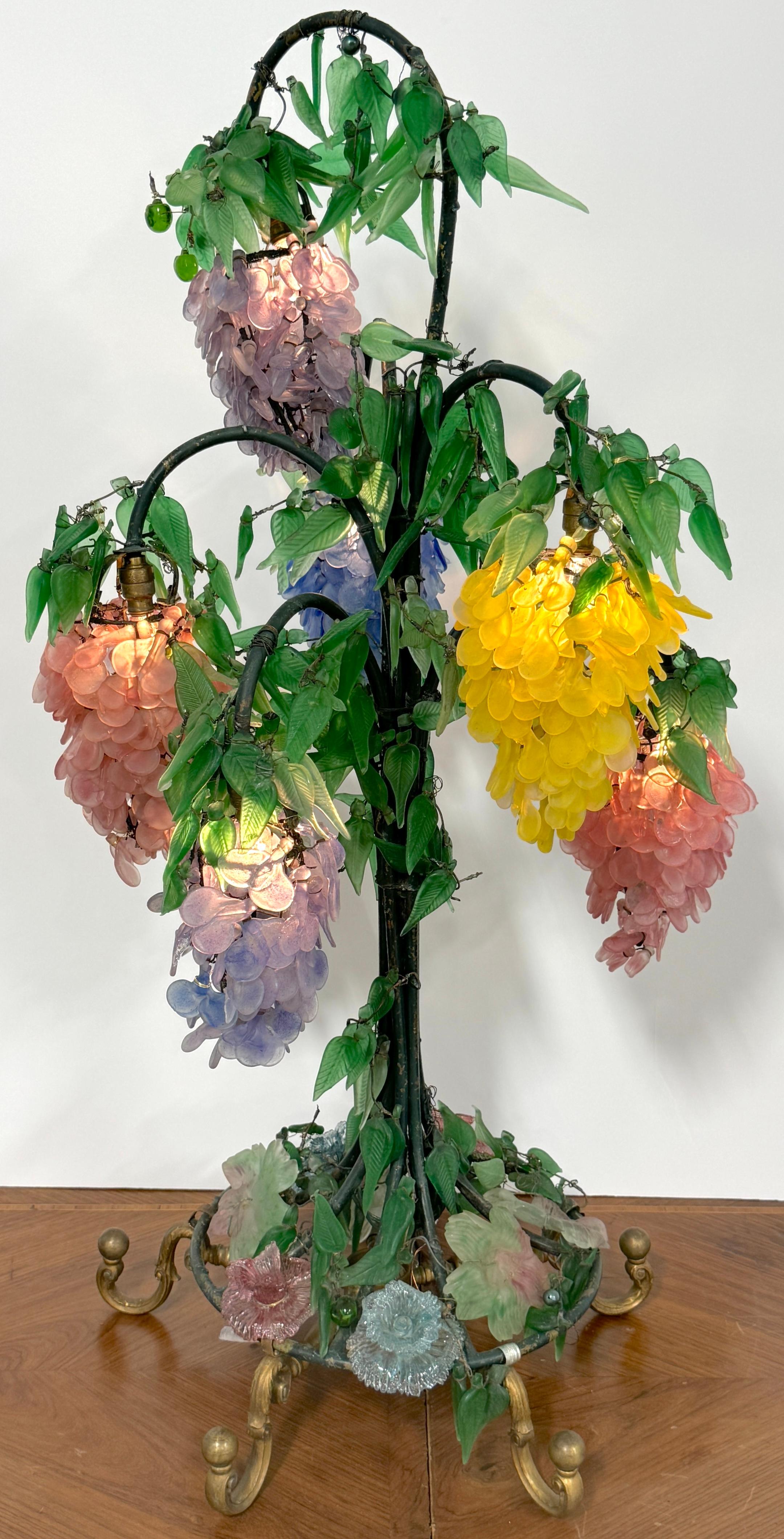 Murano Glass Multi-Colored Wisteria 7 Tiered Table Lamp, Circa 1950 5
