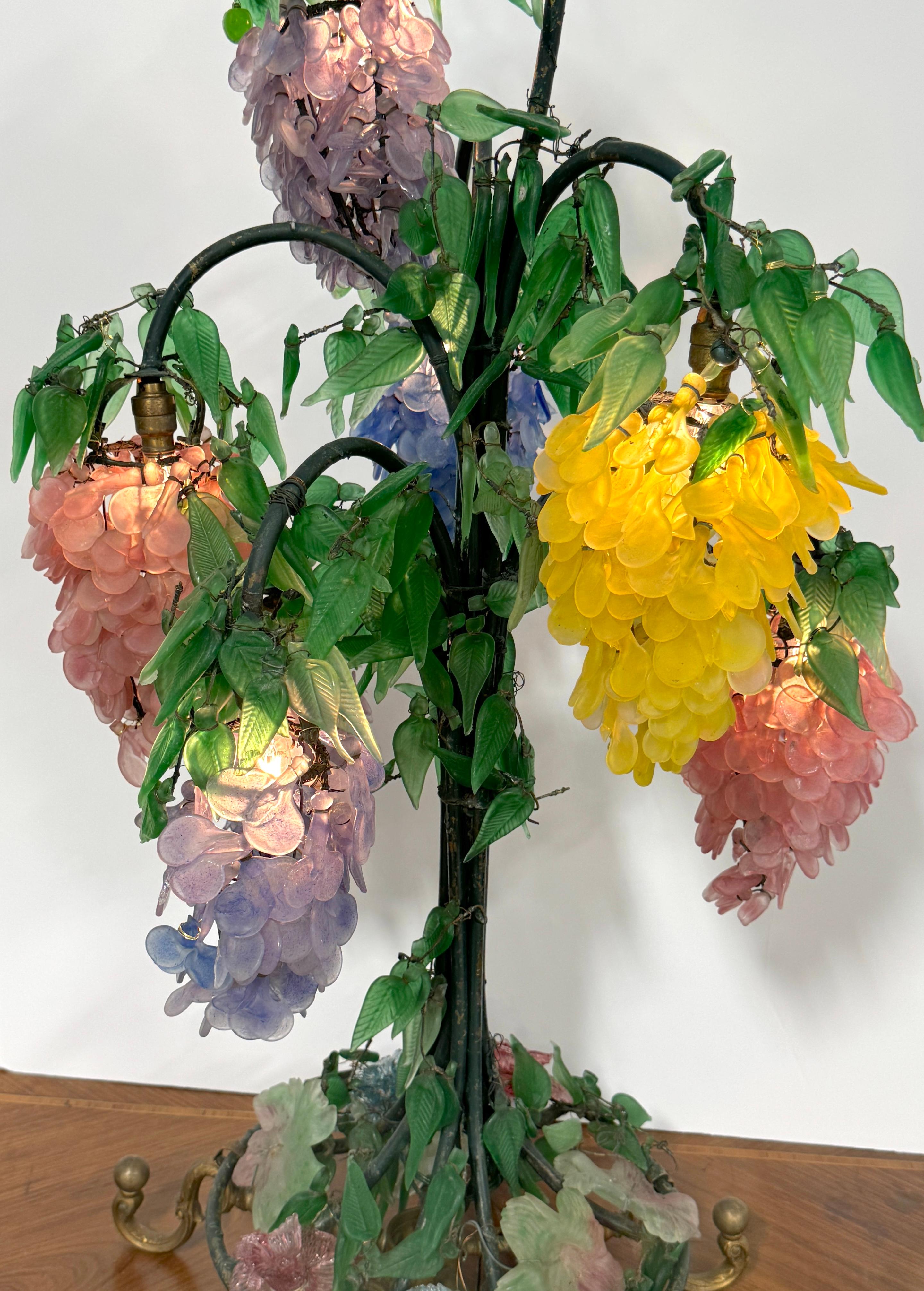Murano Glass Multi-Colored Wisteria 7 Tiered Table Lamp, Circa 1950 6