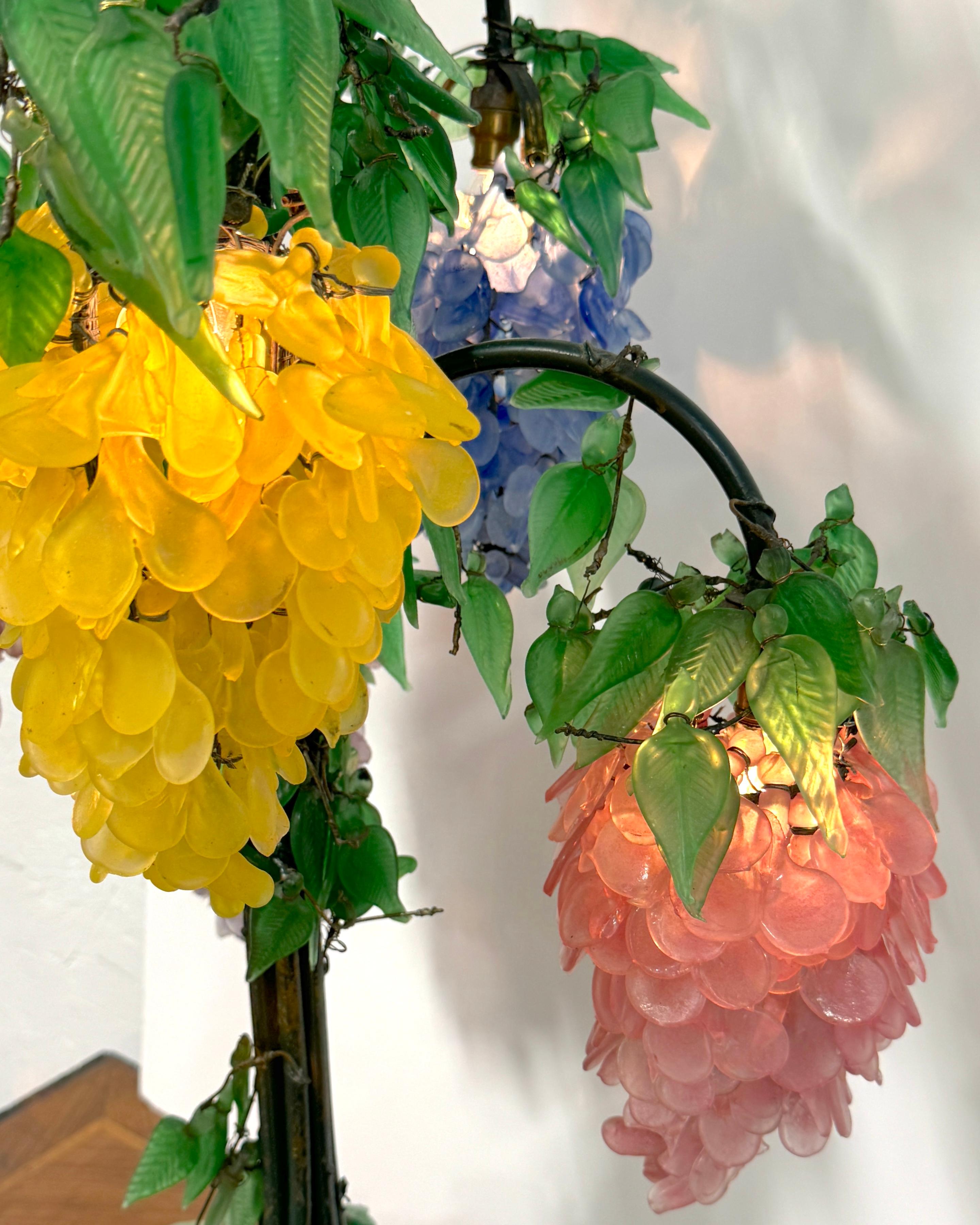 Murano Glass Multi-Colored Wisteria 7 Tiered Table Lamp, Circa 1950 9