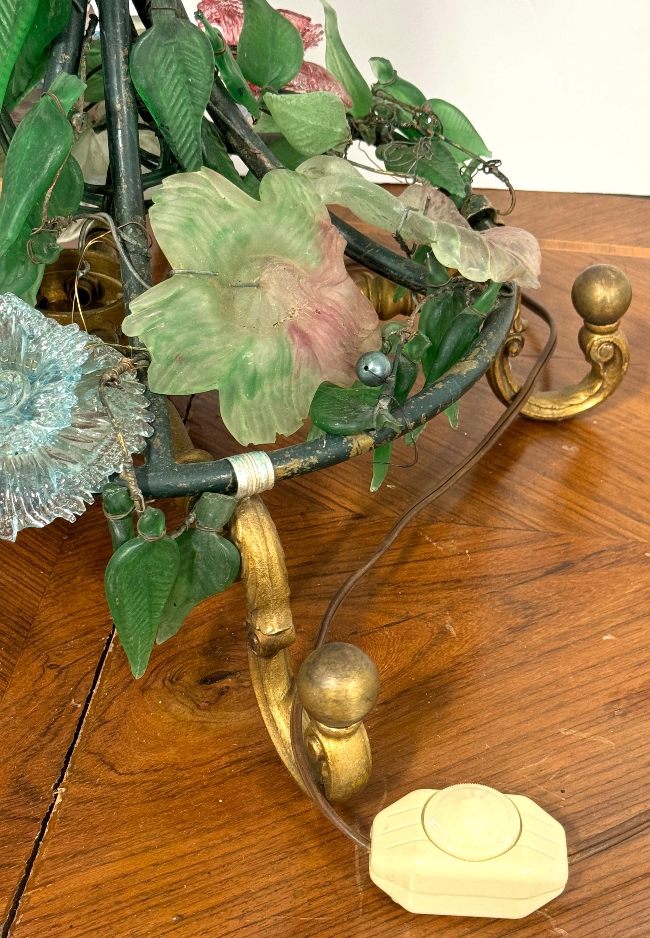 Murano Glass Multi-Colored Wisteria 7 Tiered Table Lamp, Circa 1950 11
