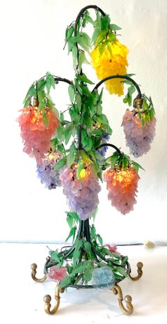 Murano Glass Multi-Colored Wisteria 7 Tiered Table Lamp, Circa 1950