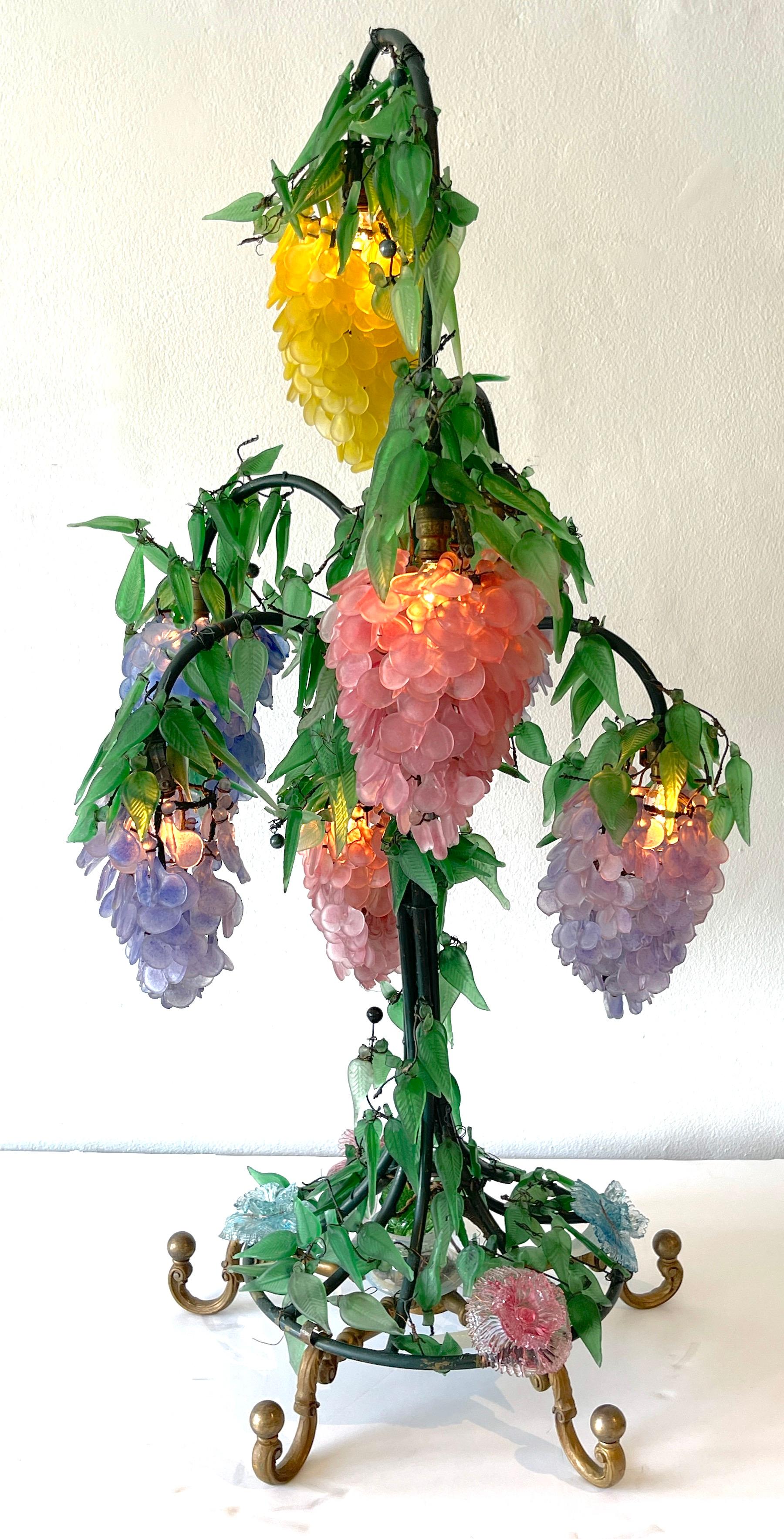 Murano Glass Multi-Colored Wisteria 7 Tiered Table Lamp, Circa 1950 13