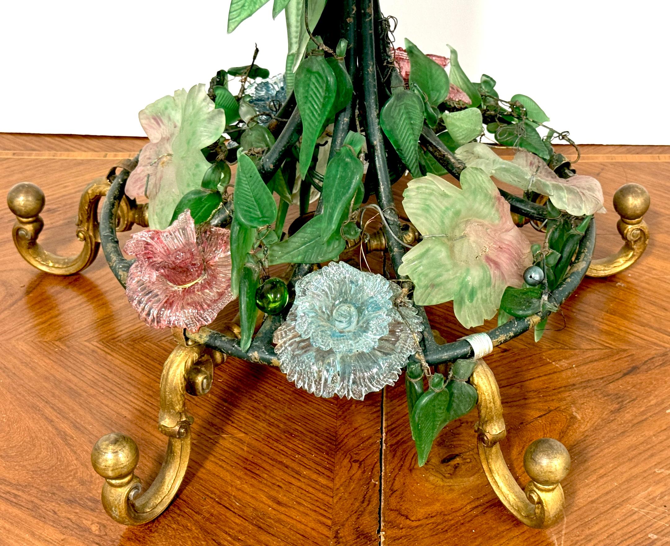 Polychromed Murano Glass Multi-Colored Wisteria 7 Tiered Table Lamp, Circa 1950