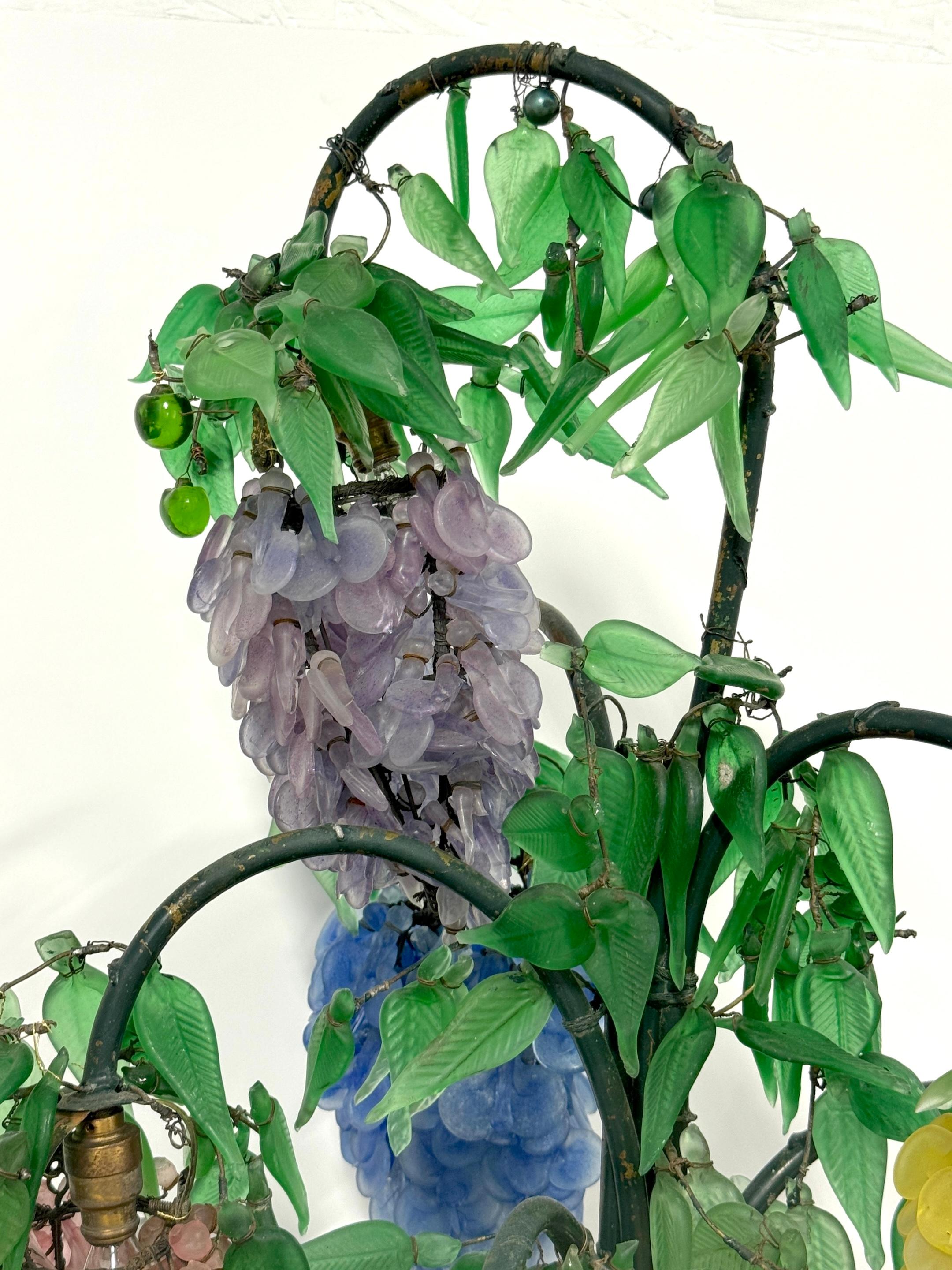 20th Century Murano Glass Multi-Colored Wisteria 7 Tiered Table Lamp, Circa 1950